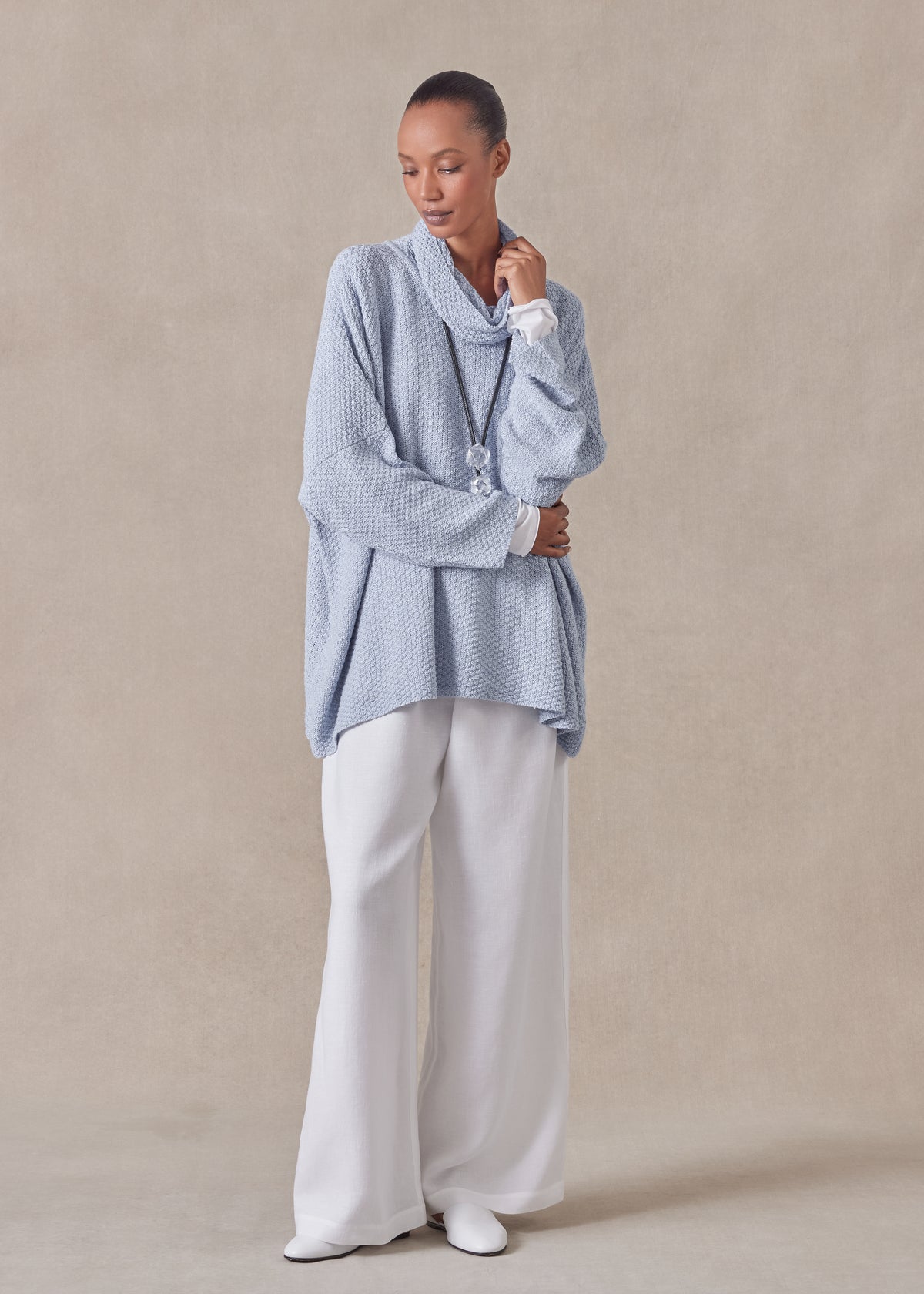 cotton linen mix monks top - mid plus