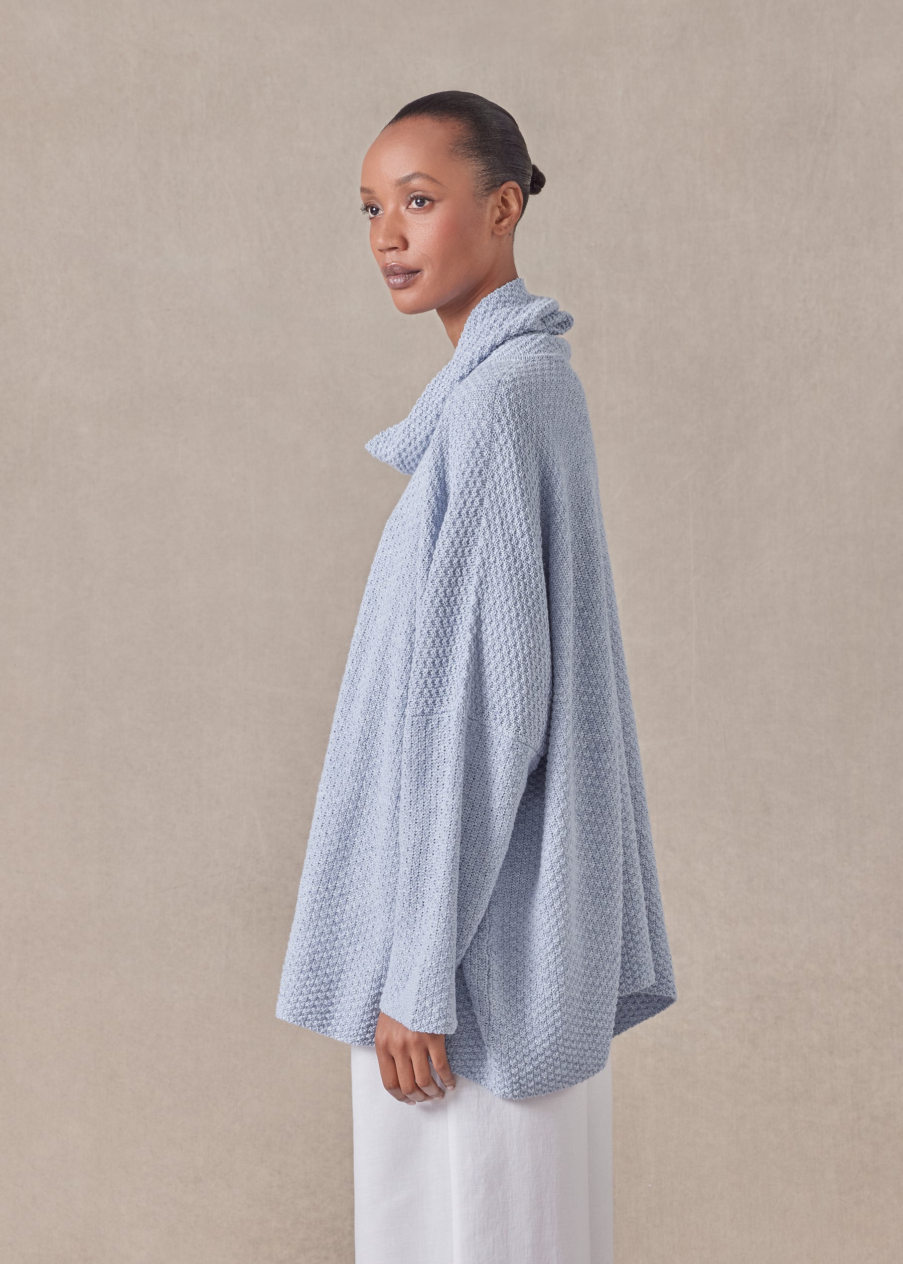 cotton linen mix monks top - mid plus