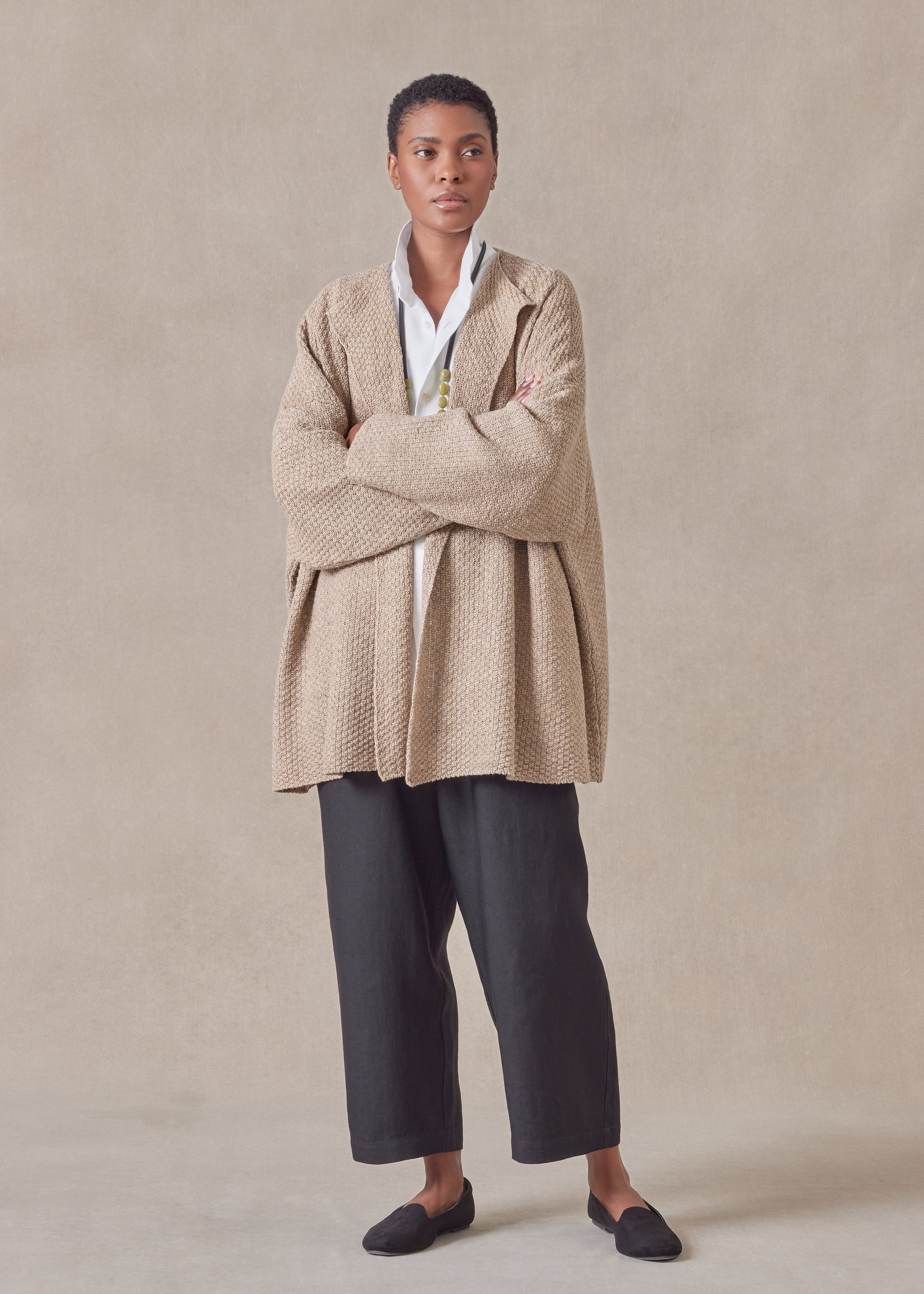 cotton linen mix jacket coat - mid plus