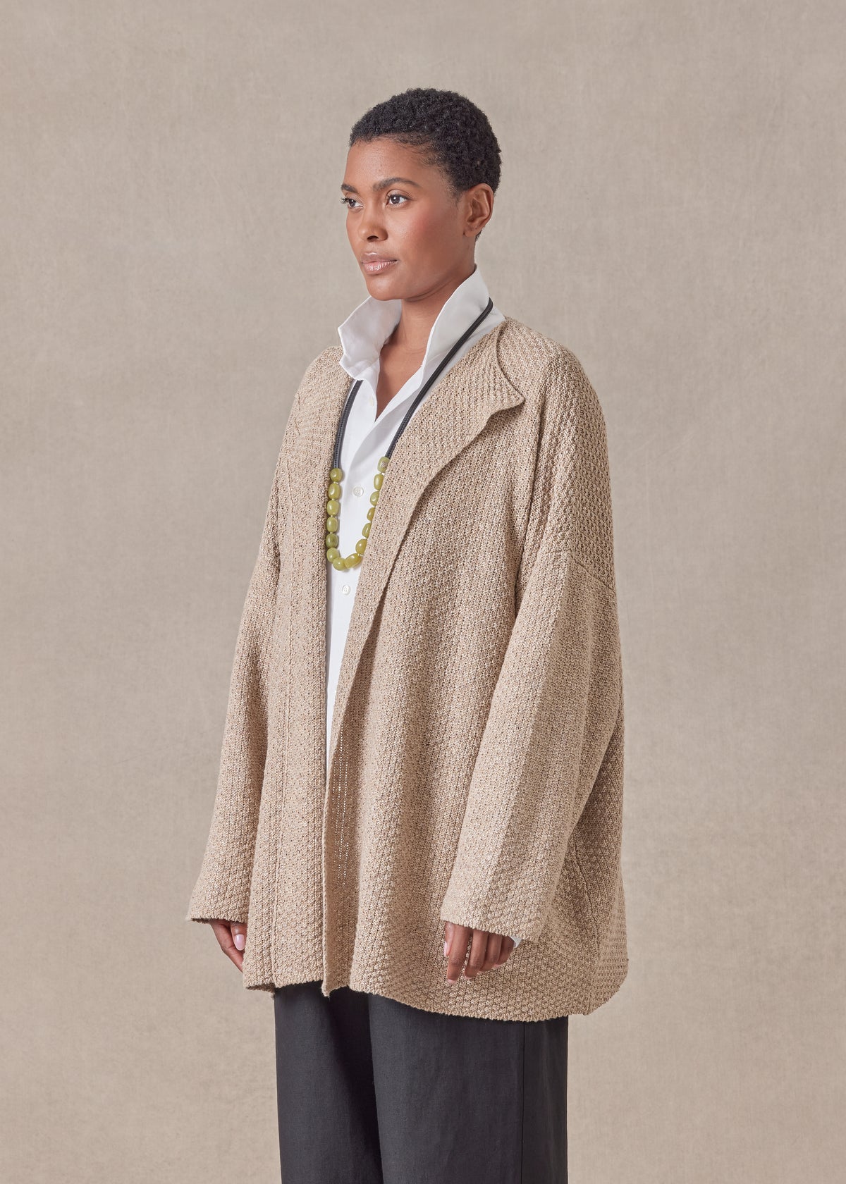 cotton linen mix jacket coat - mid plus