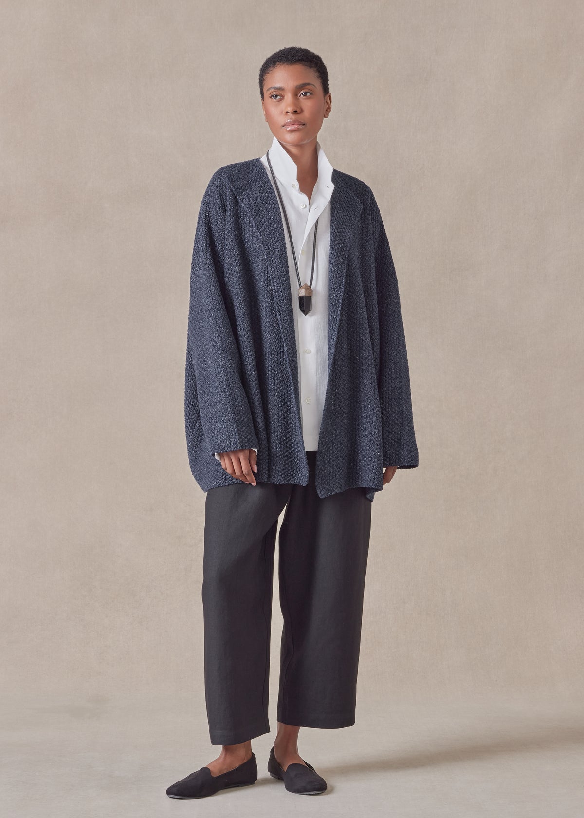 cotton linen mix jacket coat - mid plus
