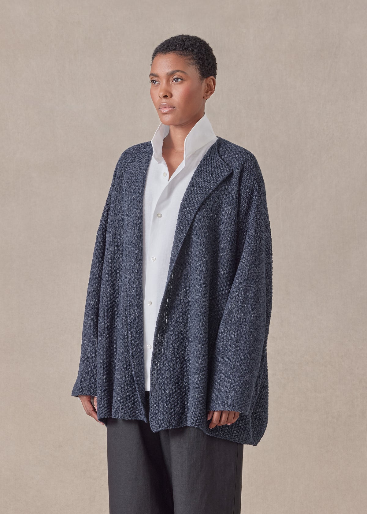 cotton linen mix jacket coat - mid plus