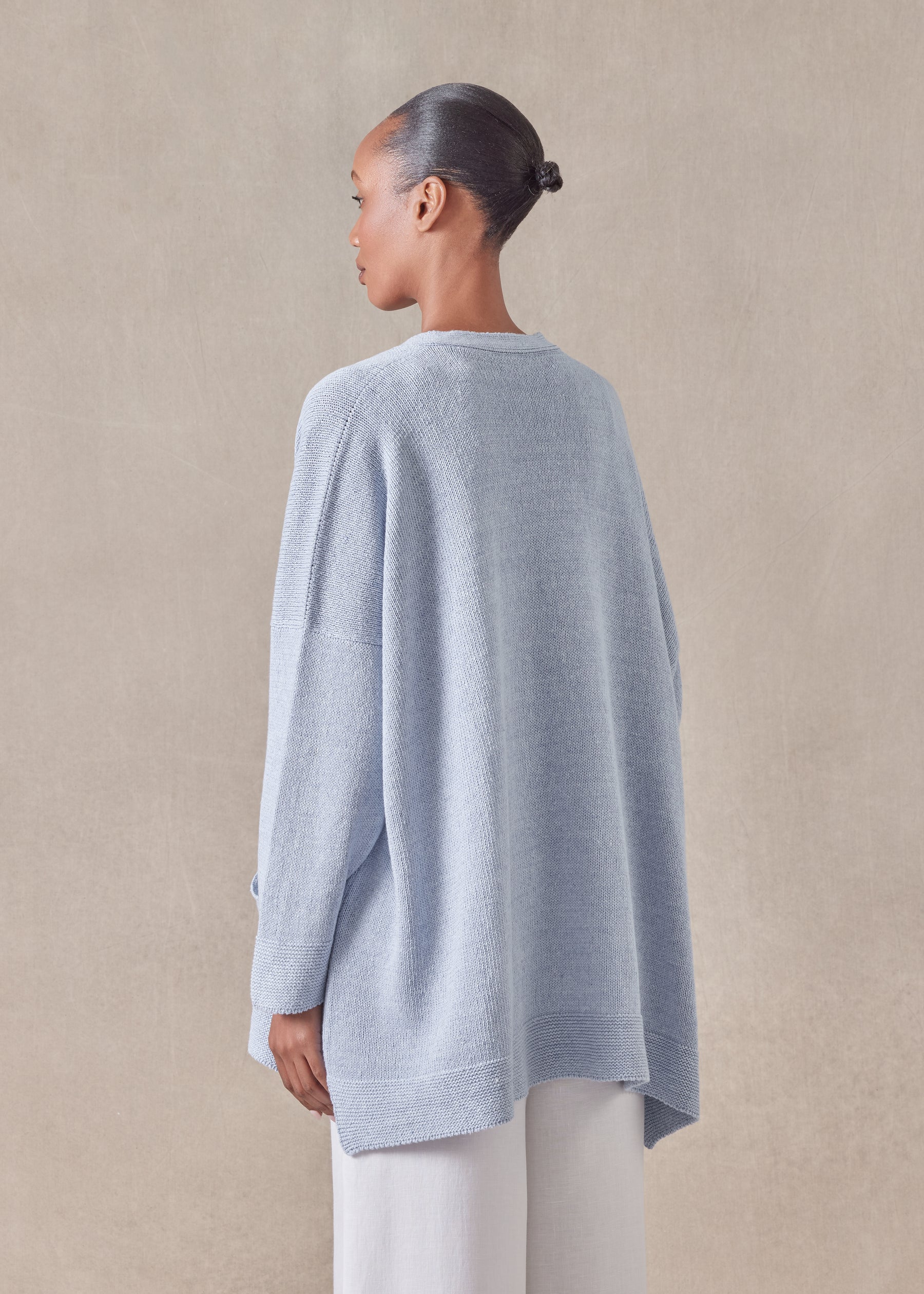 cotton linen mix v-neck cardigan - long