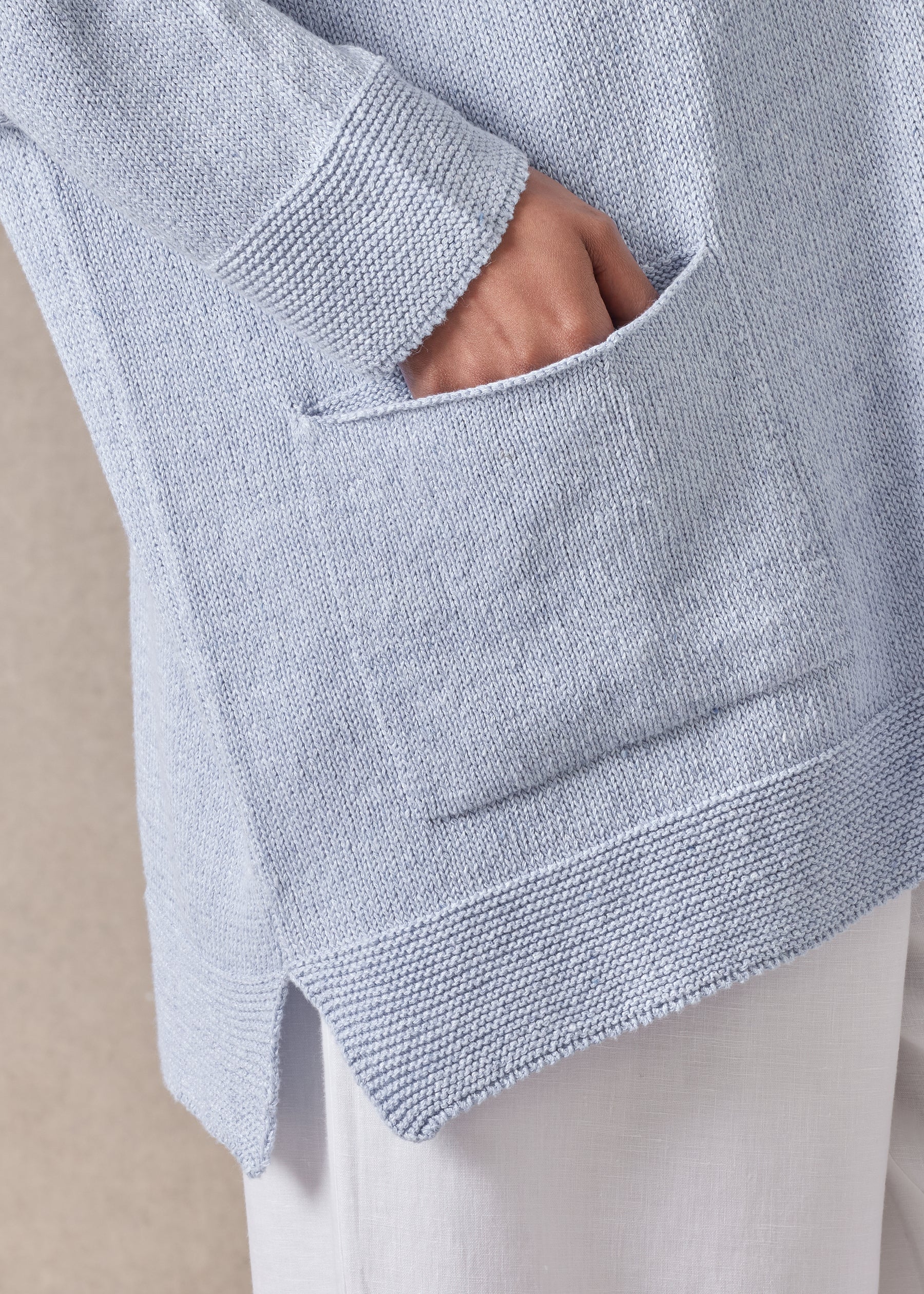 cotton linen mix v-neck cardigan - long