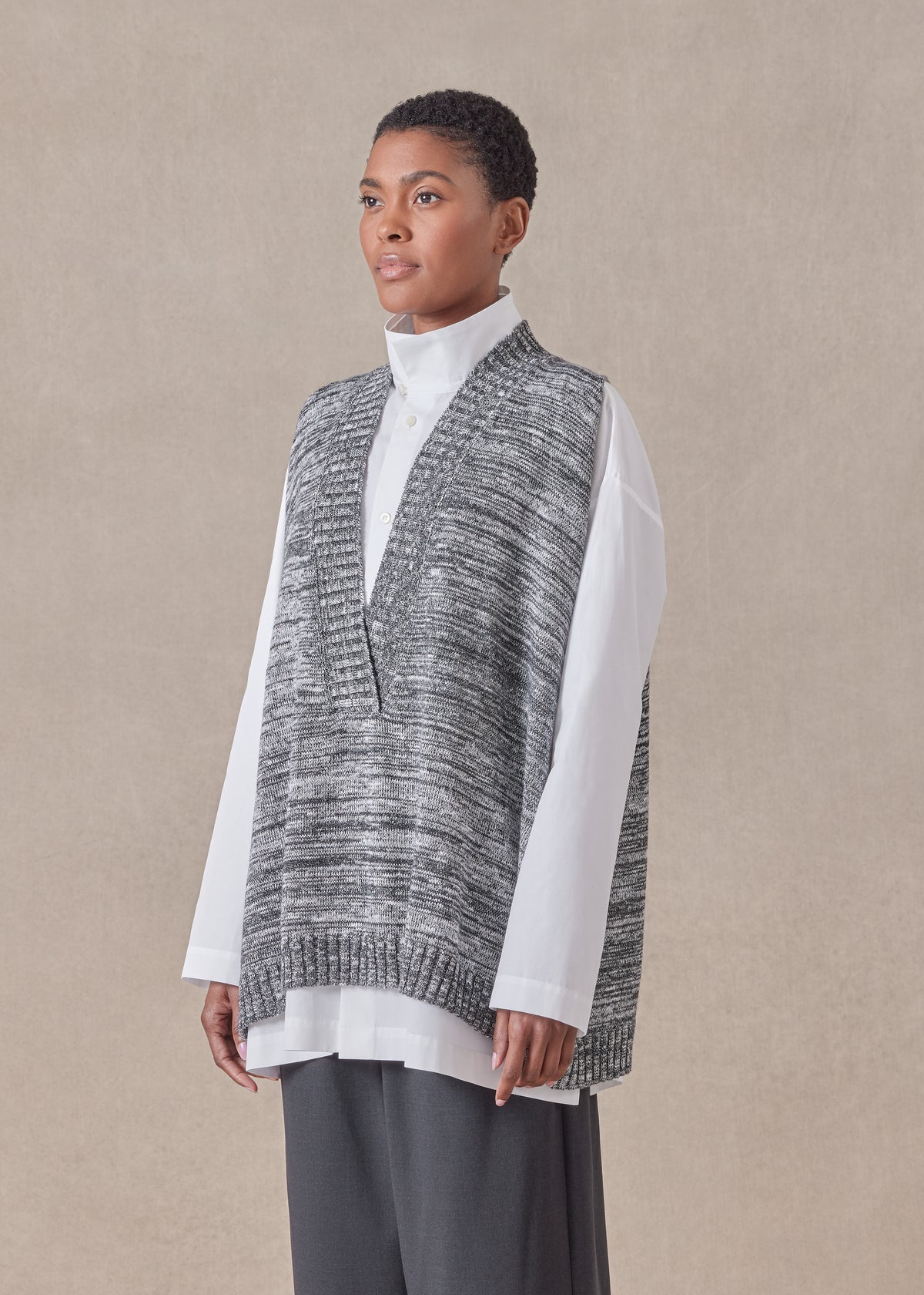 cotton linen mix sleeveless a-line v-neck - mid plus