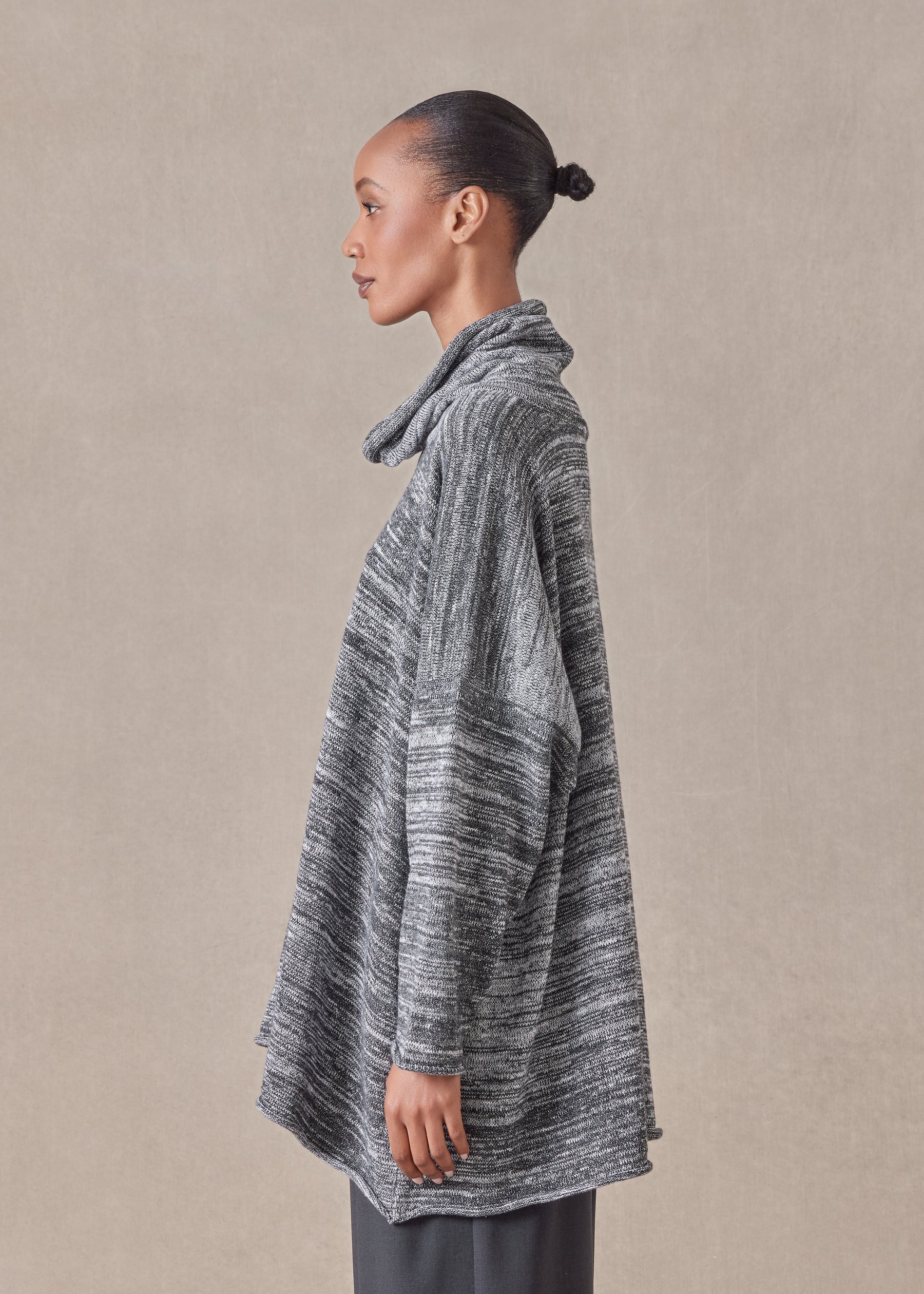 cotton linen mix wide a-line monks top - long