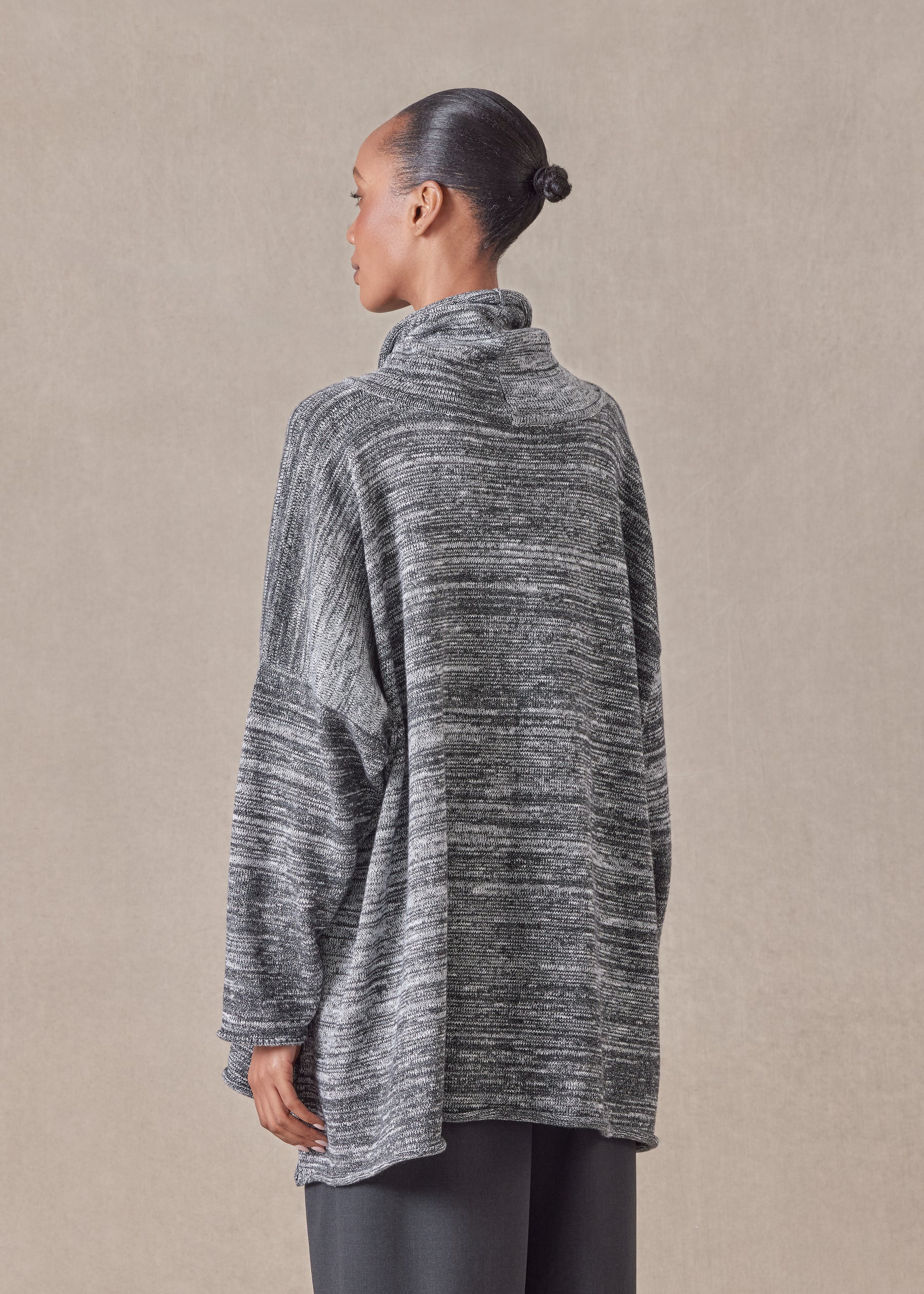 cotton linen mix wide a-line monks top - long