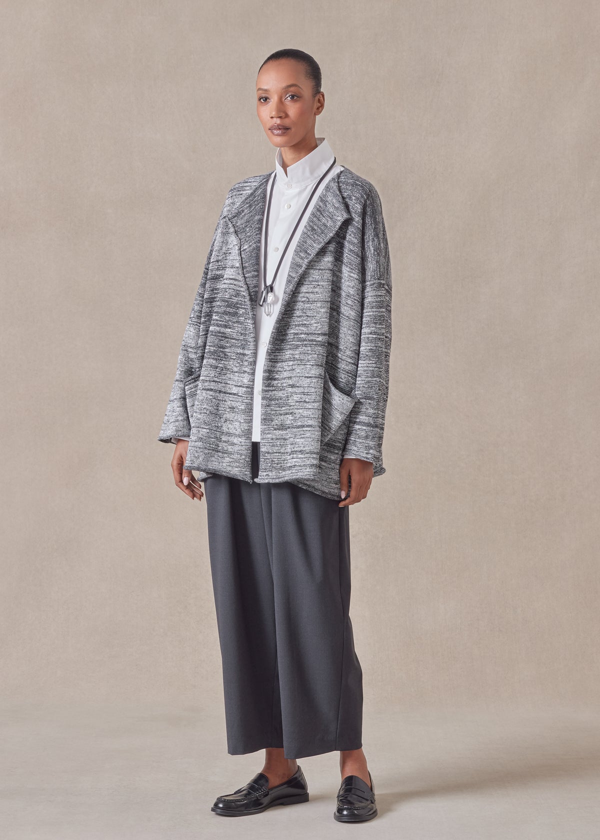 cotton linen mix jacket coat - mid plus