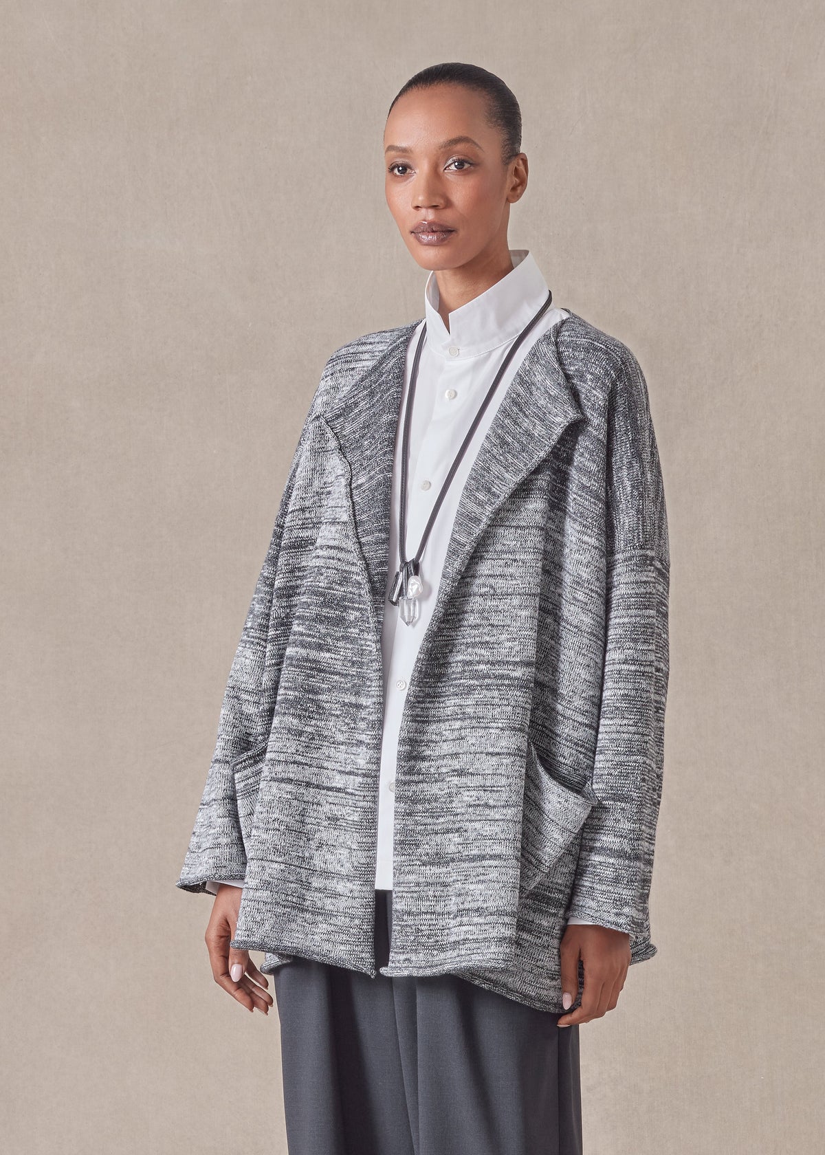 cotton linen mix jacket coat - mid plus