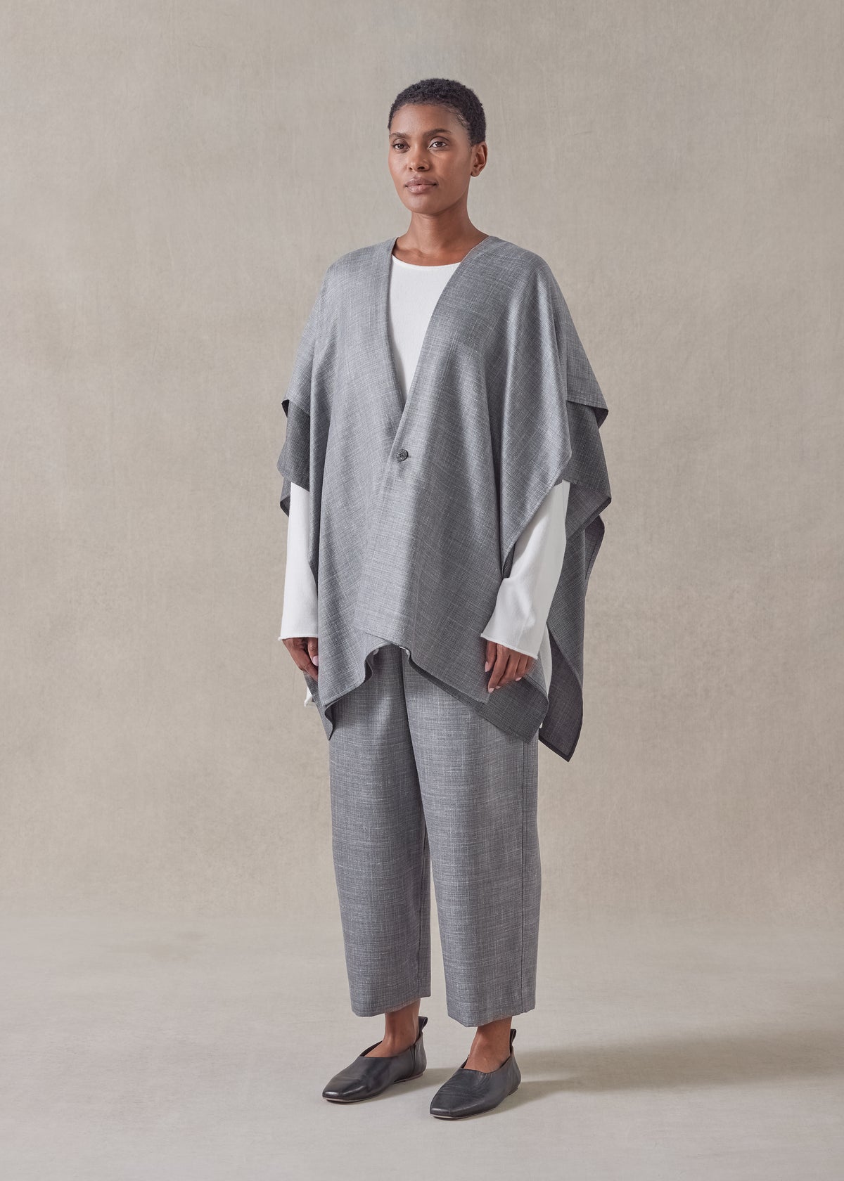 silk linen wool mix double layer blanket tabard - long