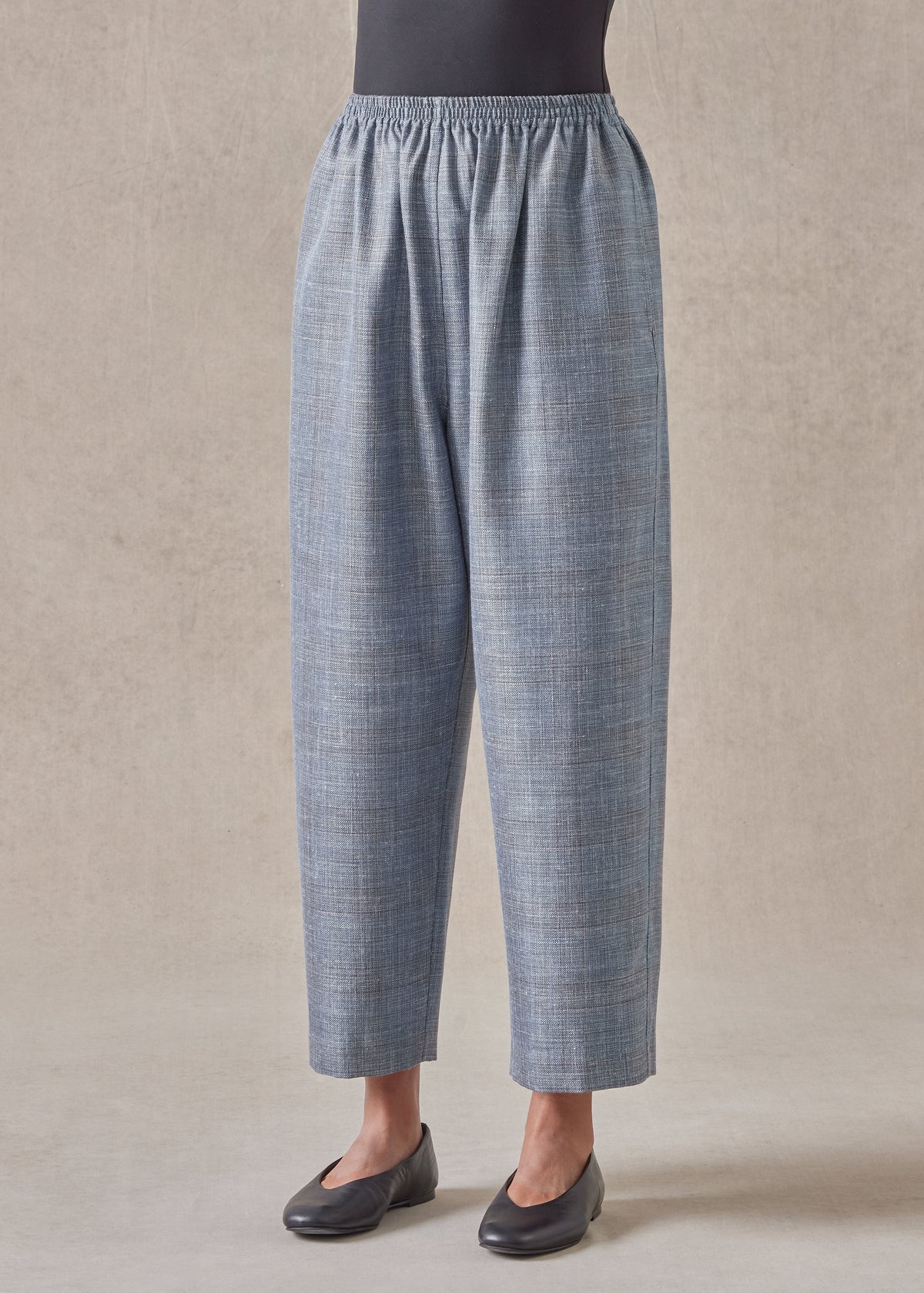 silk linen wool mix japanese trouser (fadedblue)
