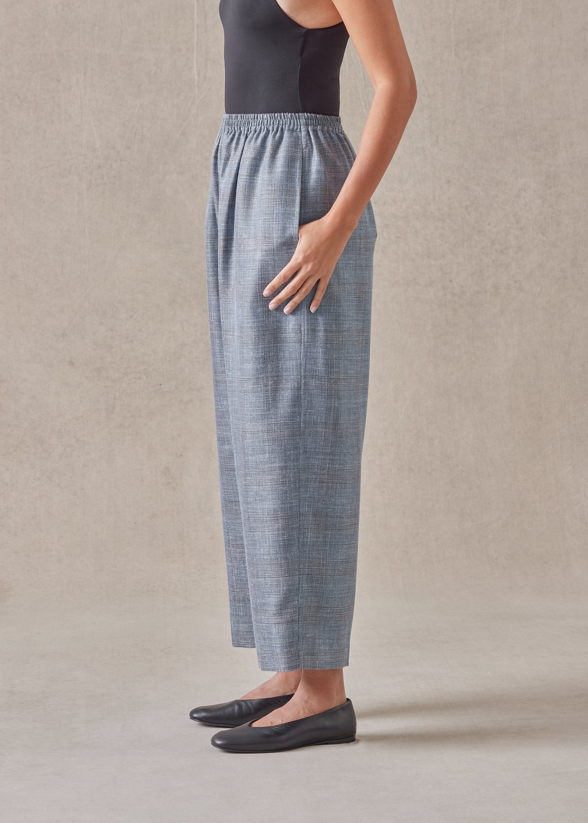 silk linen wool mix japanese trouser