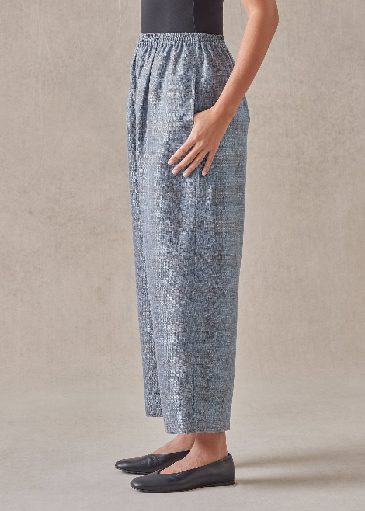 silk linen wool mix japanese trouser (fadedblue)