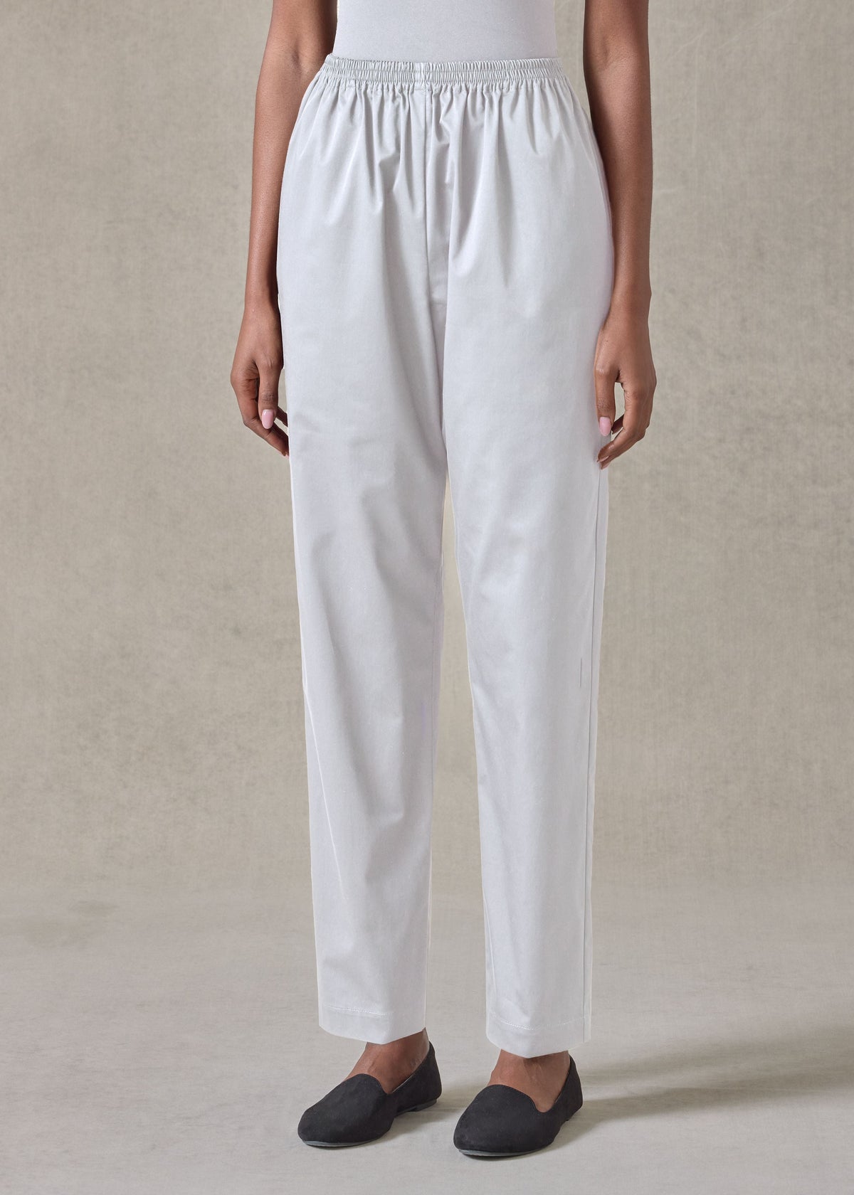 cotton stretch tapered regular trouser (white)