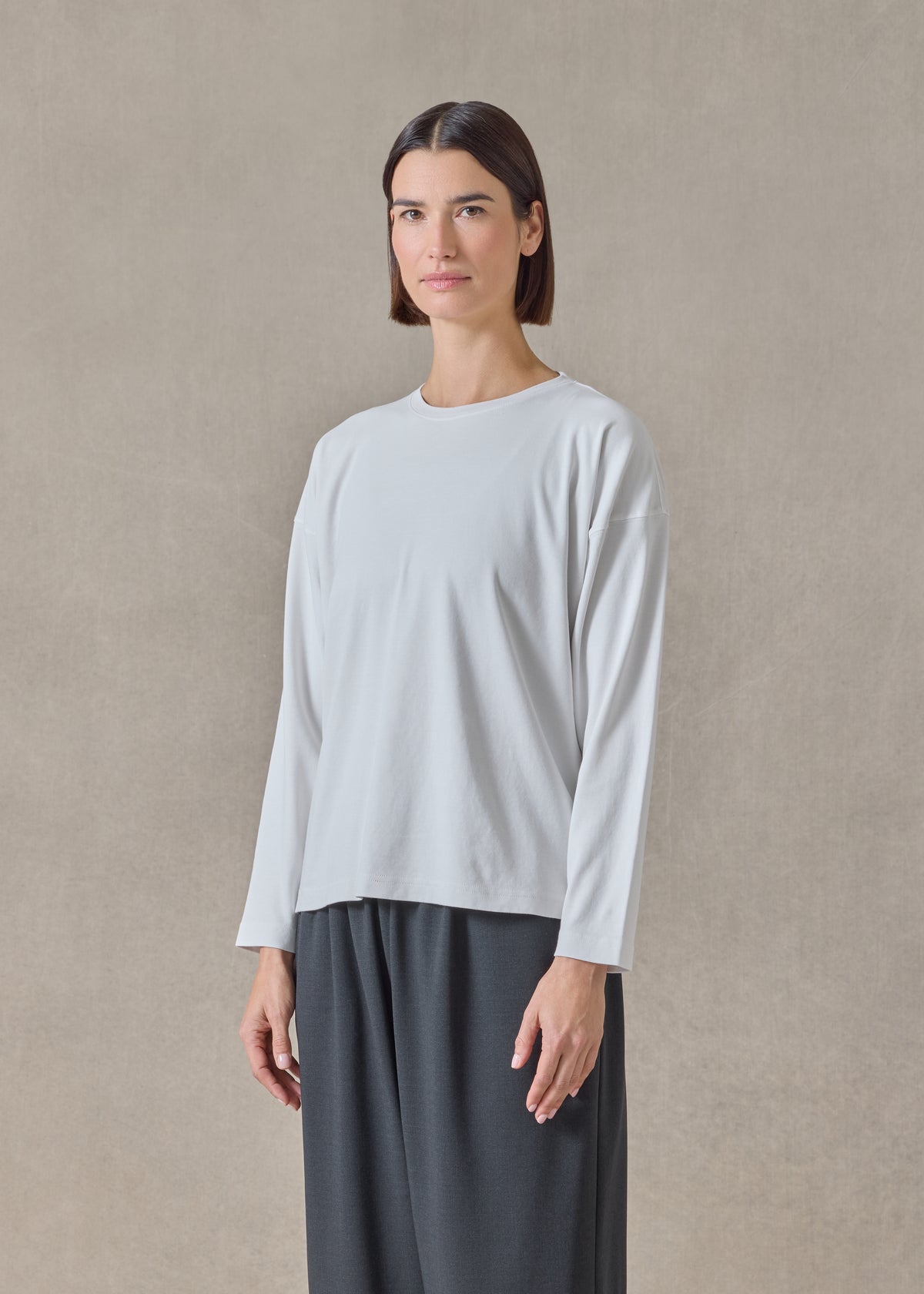 cotton jersey long sleeve smaller round neck - mid (silversoft)