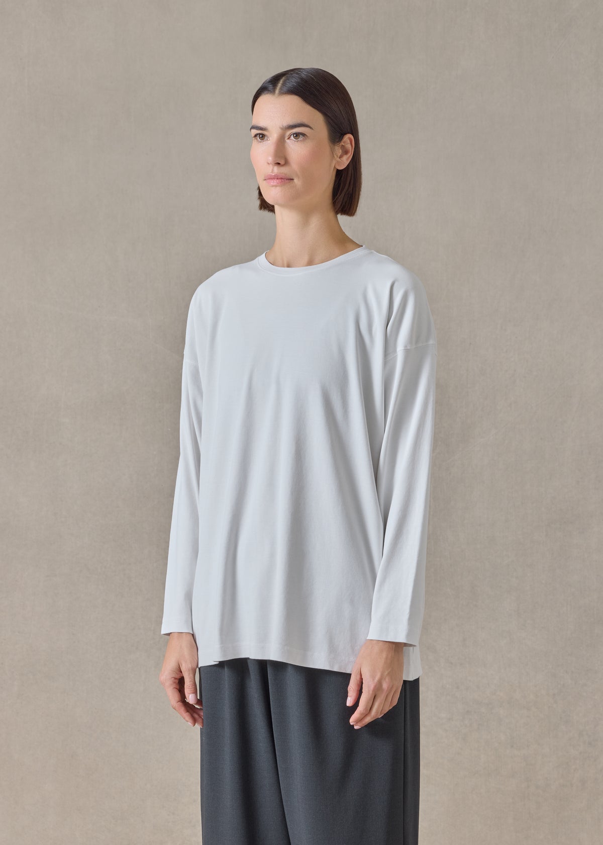 cotton jersey long sleeve smaller round neck - long (silversoft)