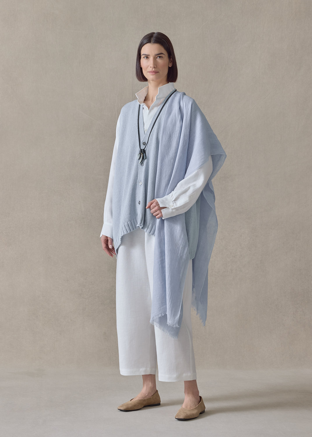 handwoven fine large linen scarf (bridgertonblue)