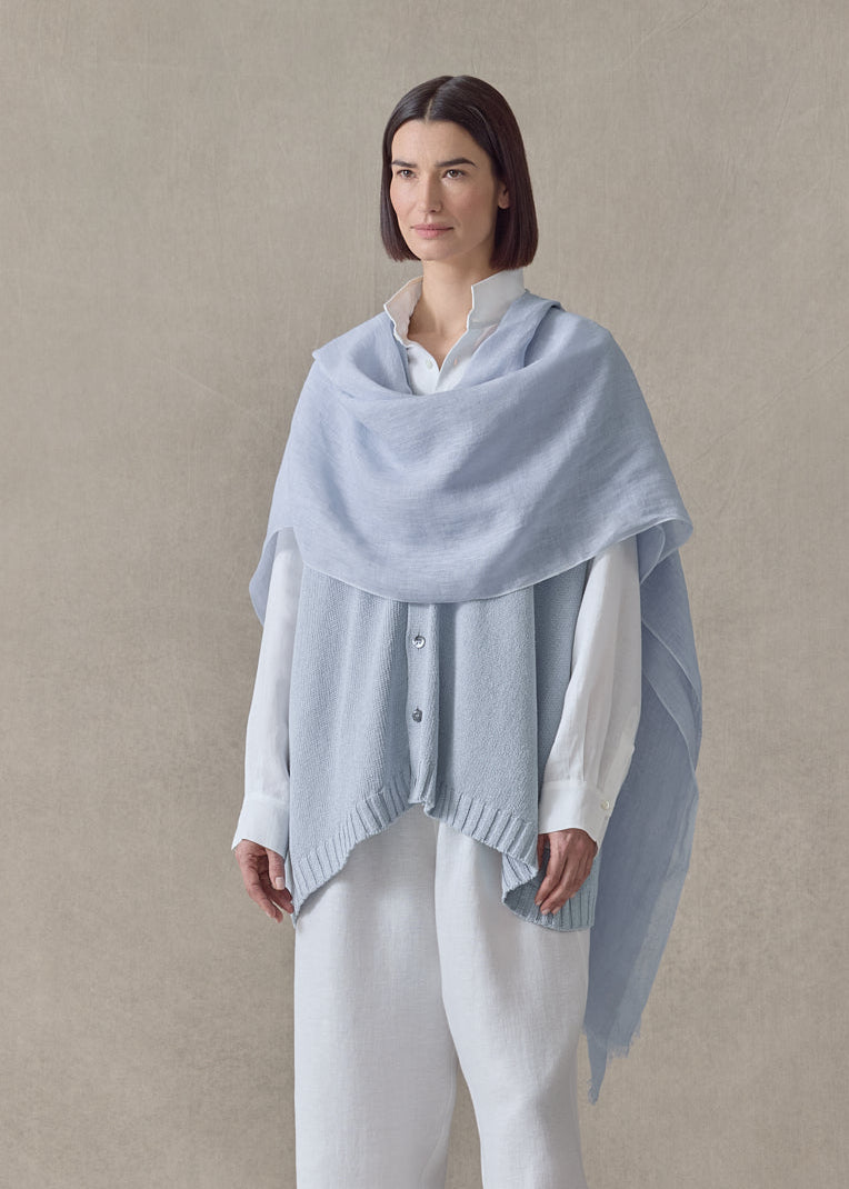 handwoven fine large linen scarf (bridgertonblue)