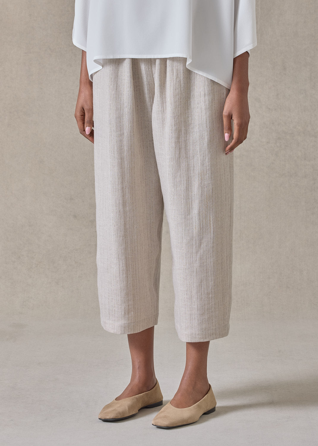 extrafine gold stripe linen japanese trouser (natural)