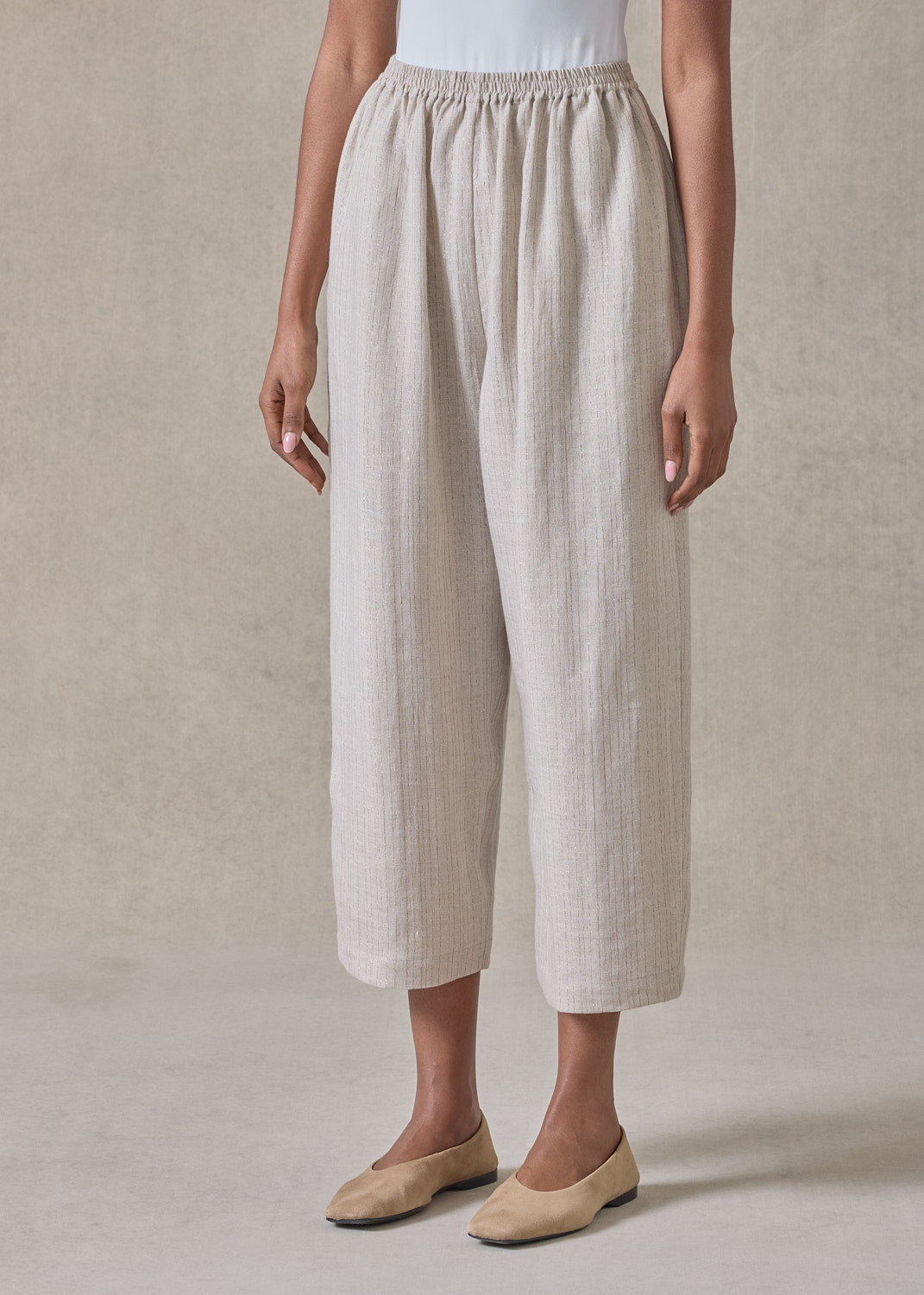 extrafine gold stripe linen japanese trouser (natural)