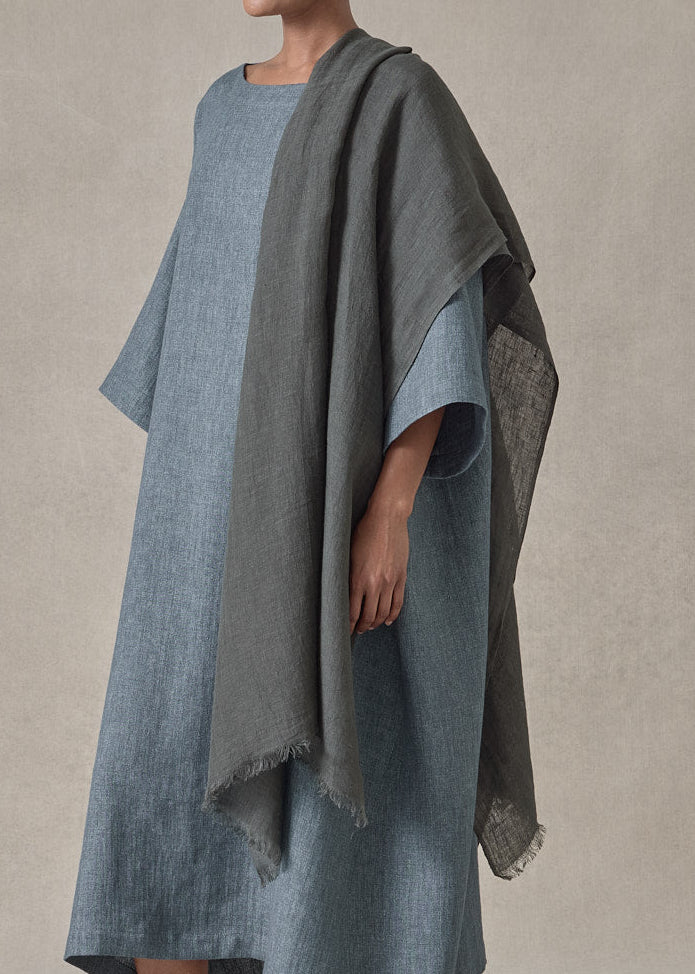 handwoven fine large linen scarf (olivedark)