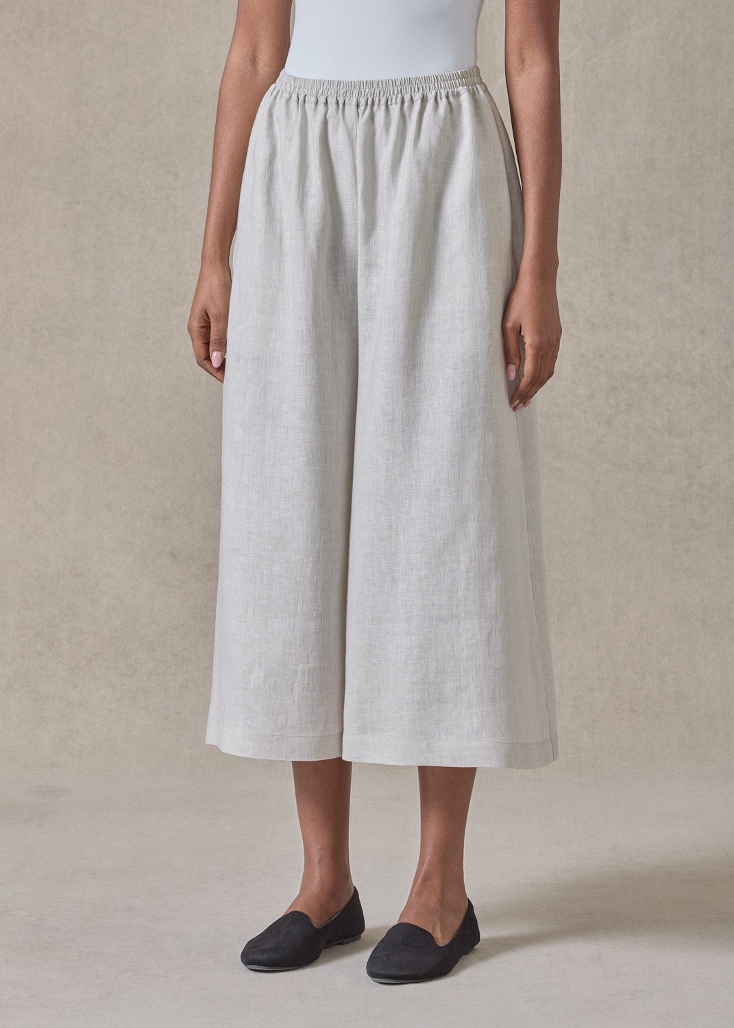 handkerchief linen flared culotte (silvertint)