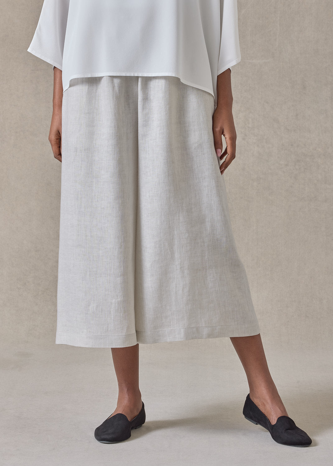 handkerchief linen flared culotte (silvertint)