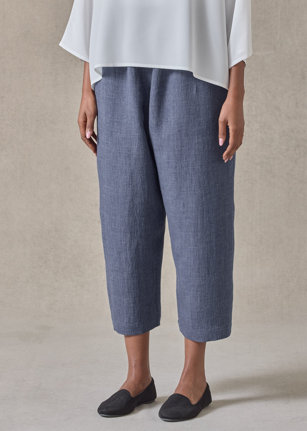 melange linen japanese trouser (indigo)