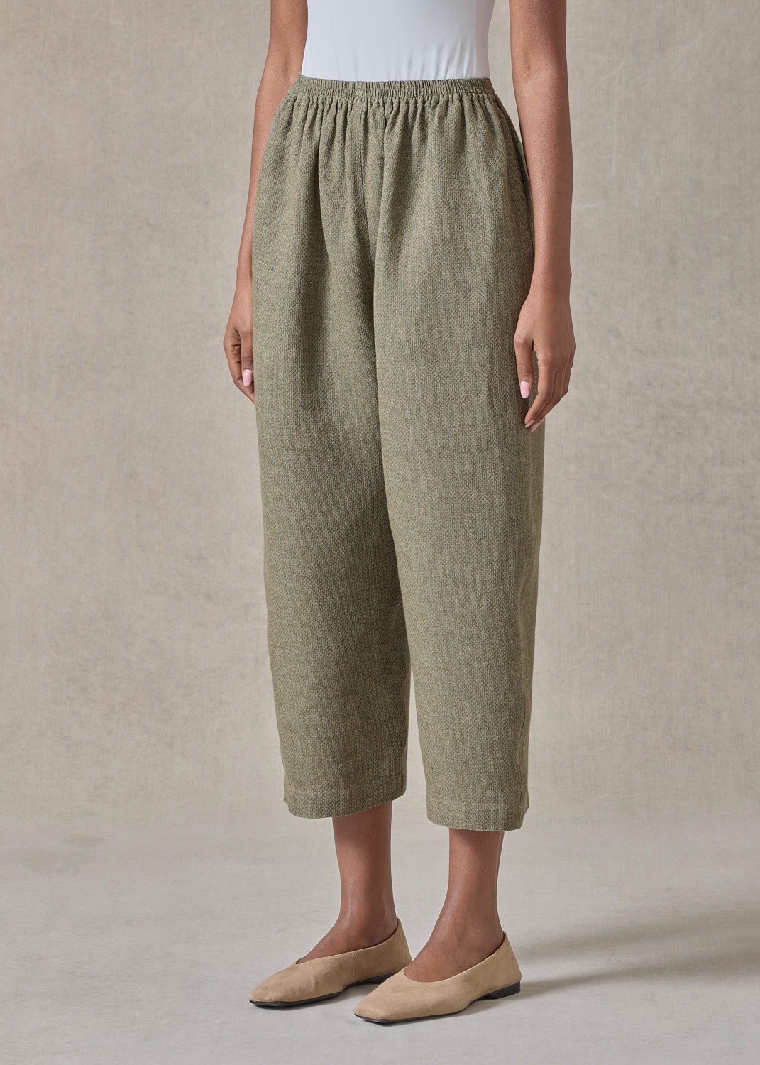 textured linen japanese trouser (olive)