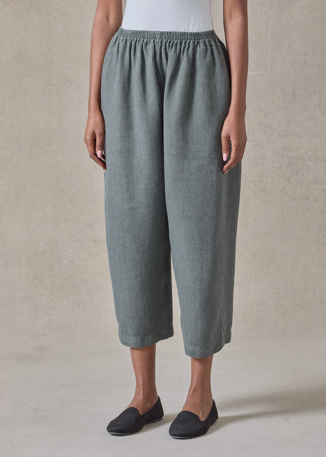 textured linen japanese trouser (petrol)