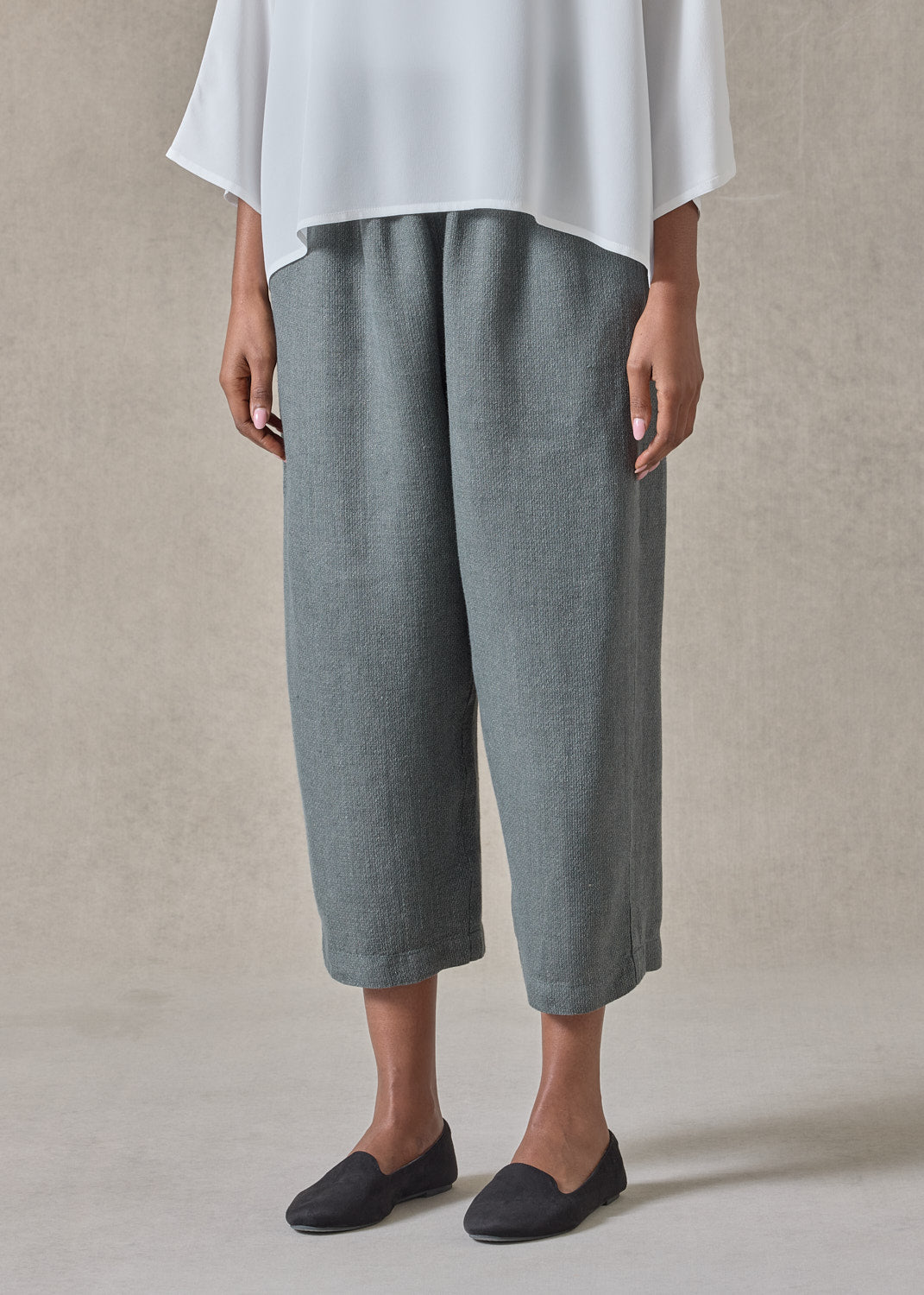 textured linen japanese trouser (petrol)