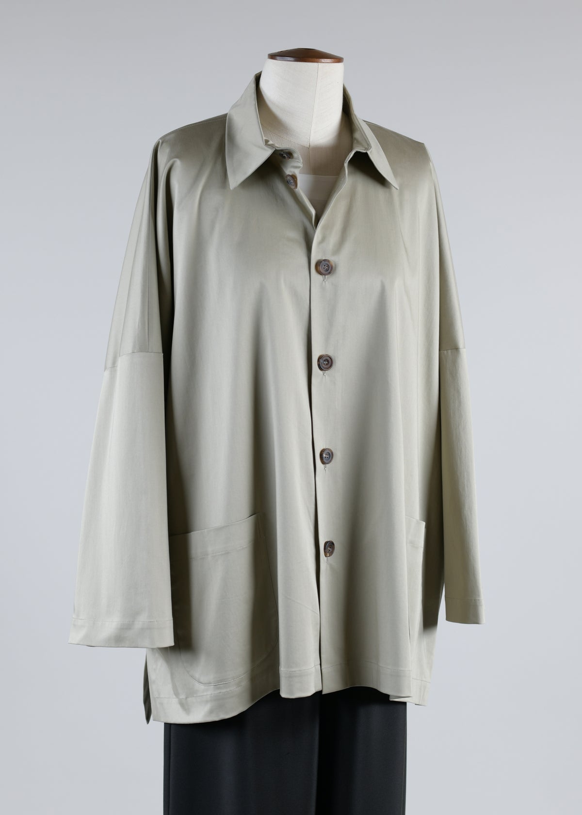 cotton shirt jacket with collar - regular