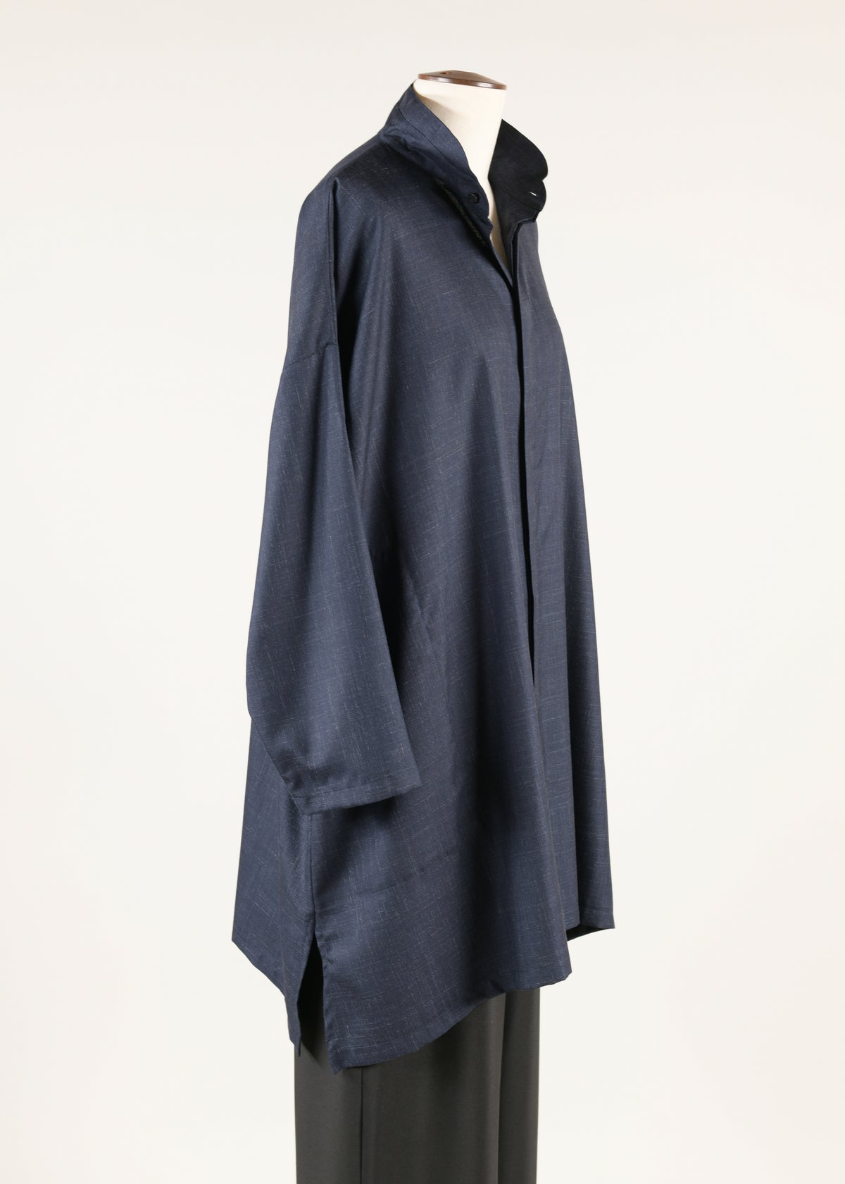 wide a-line double stand collar shirt - long plus