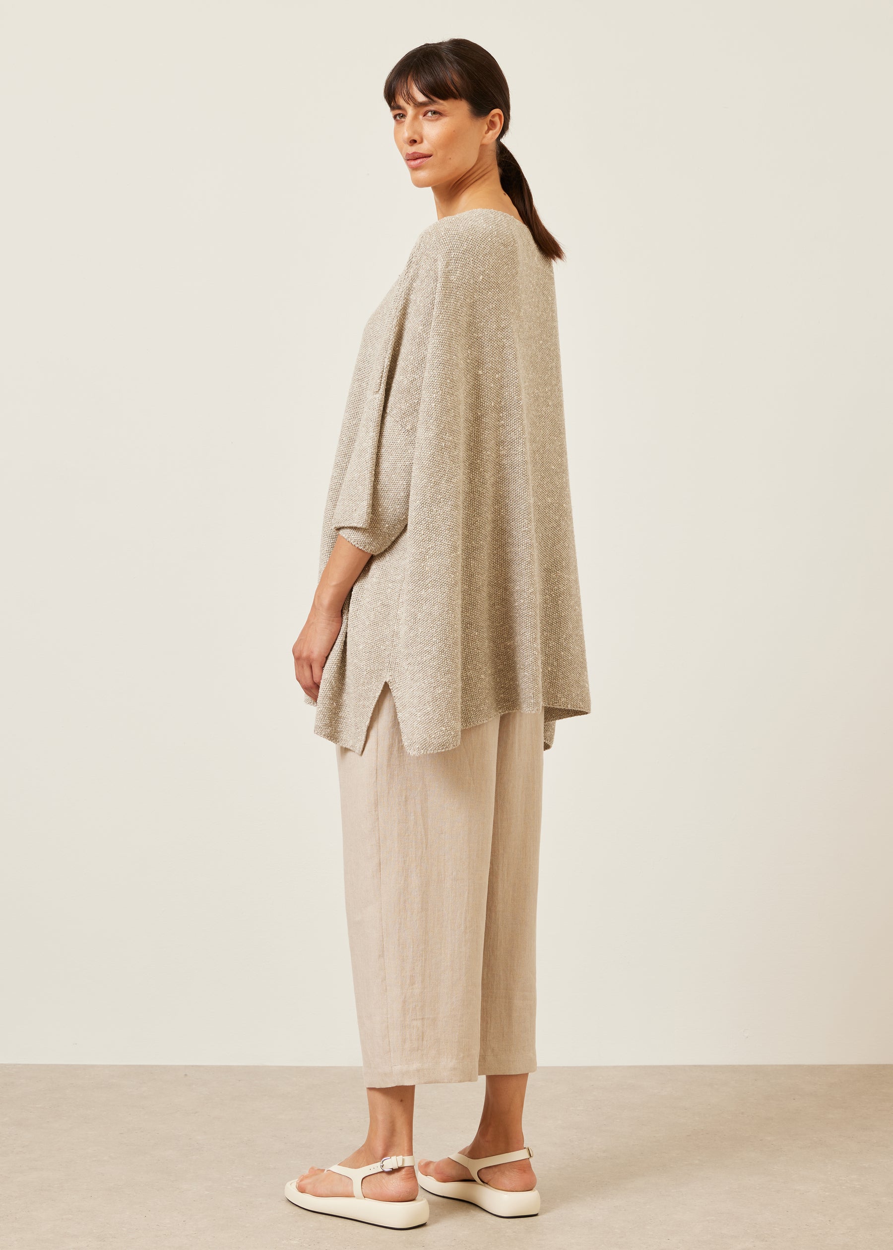 square 3/4 sleeve sweater - long