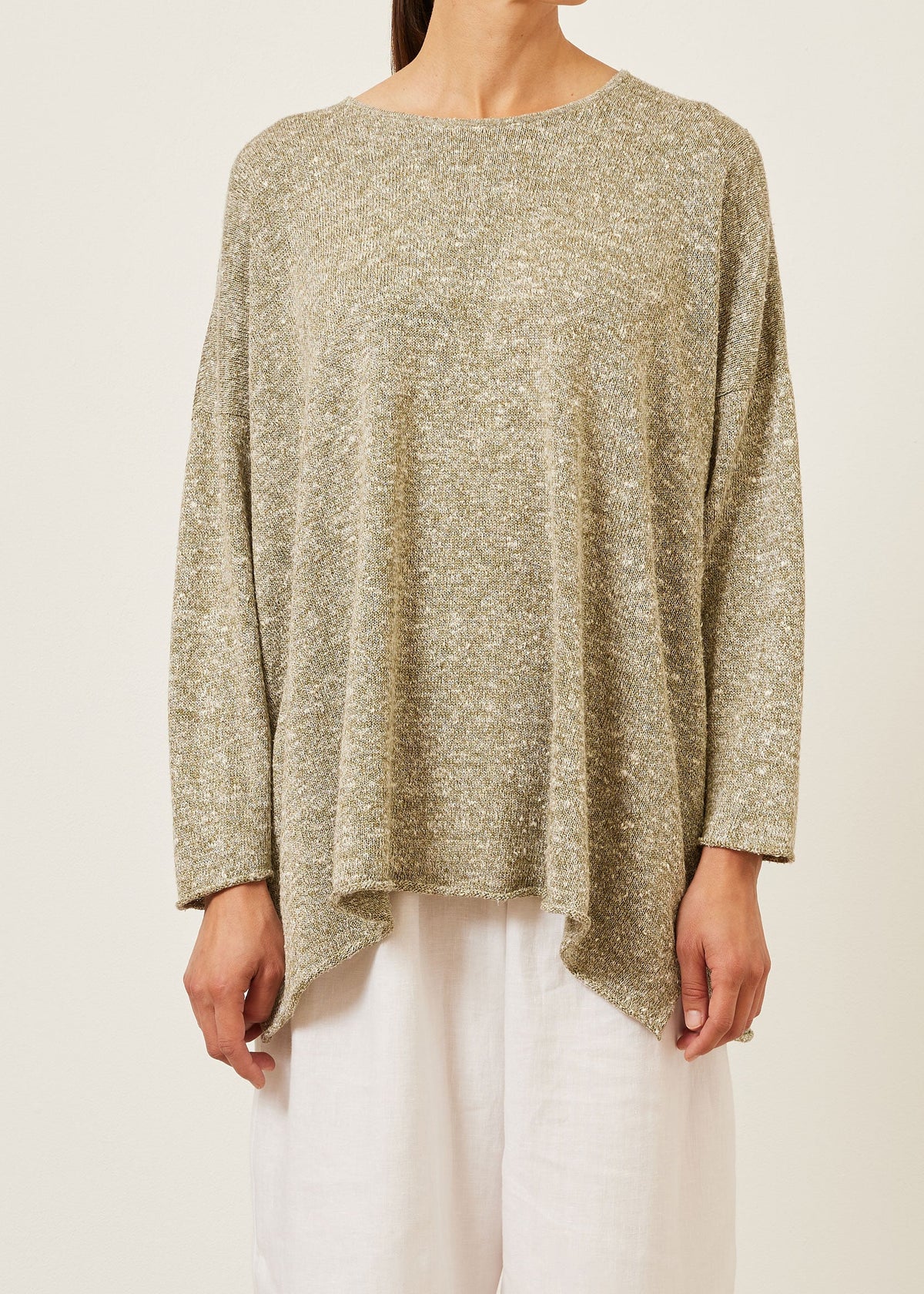 linen silk mix bateau neck sweater - mid plus