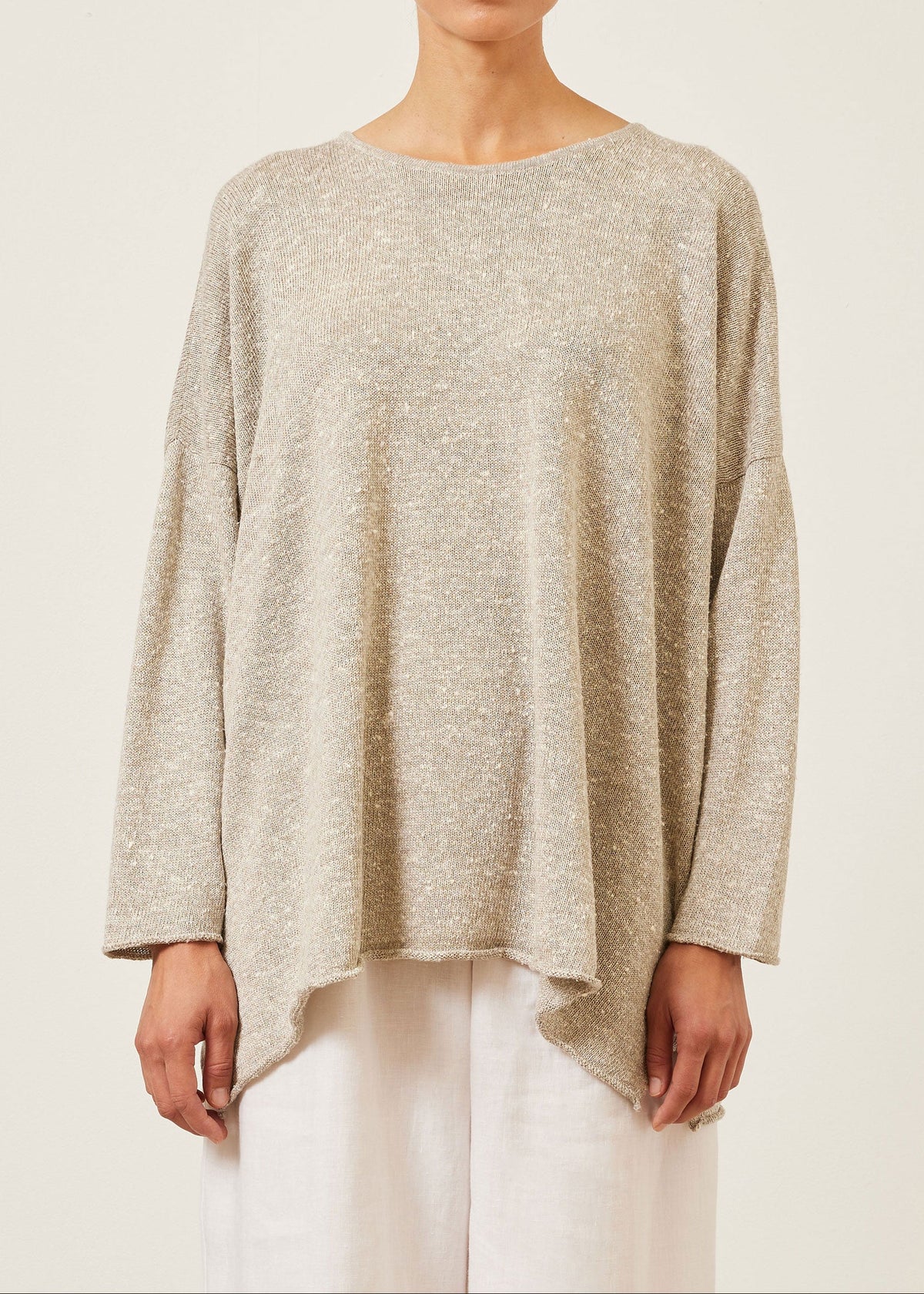 linen silk mix bateau neck sweater - long
