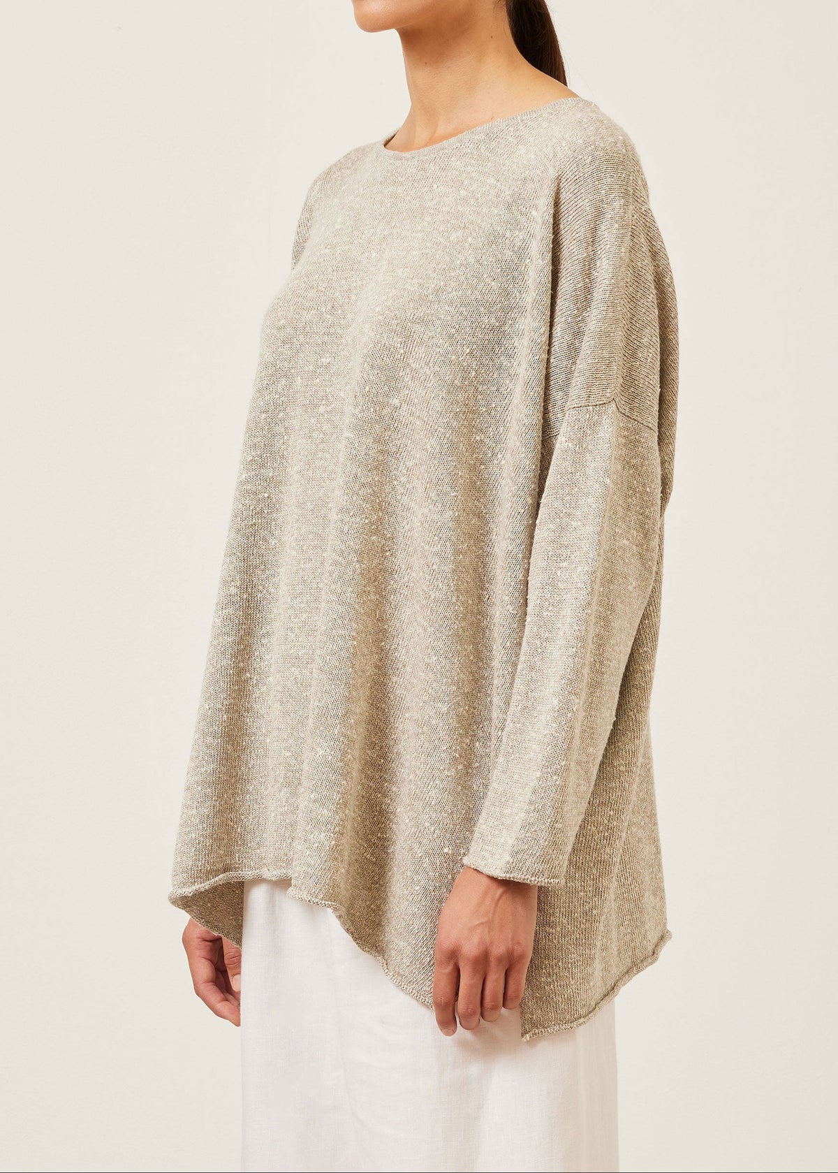 linen silk mix bateau neck sweater - long