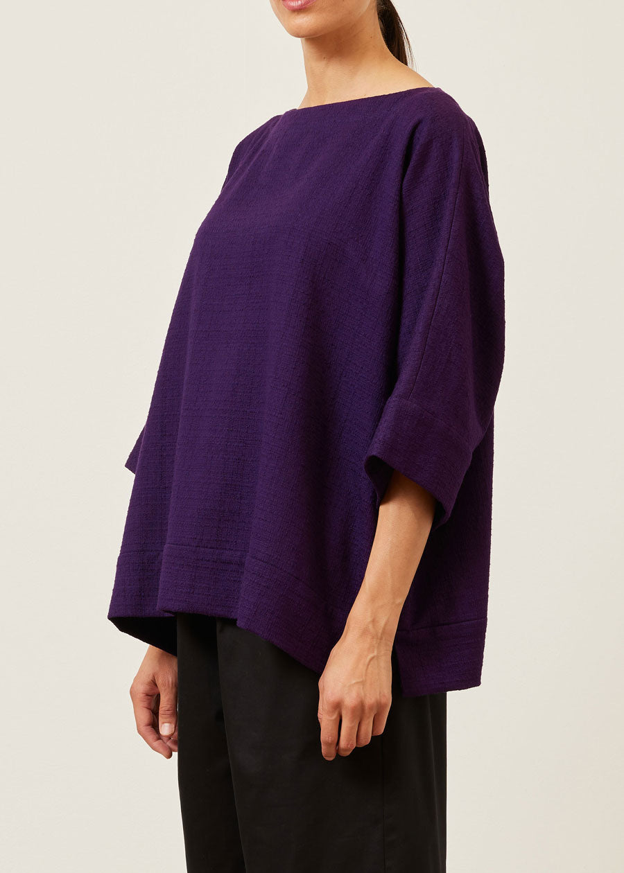 cotton scoop neck 3/4 sleeve top with hembands - mid plus