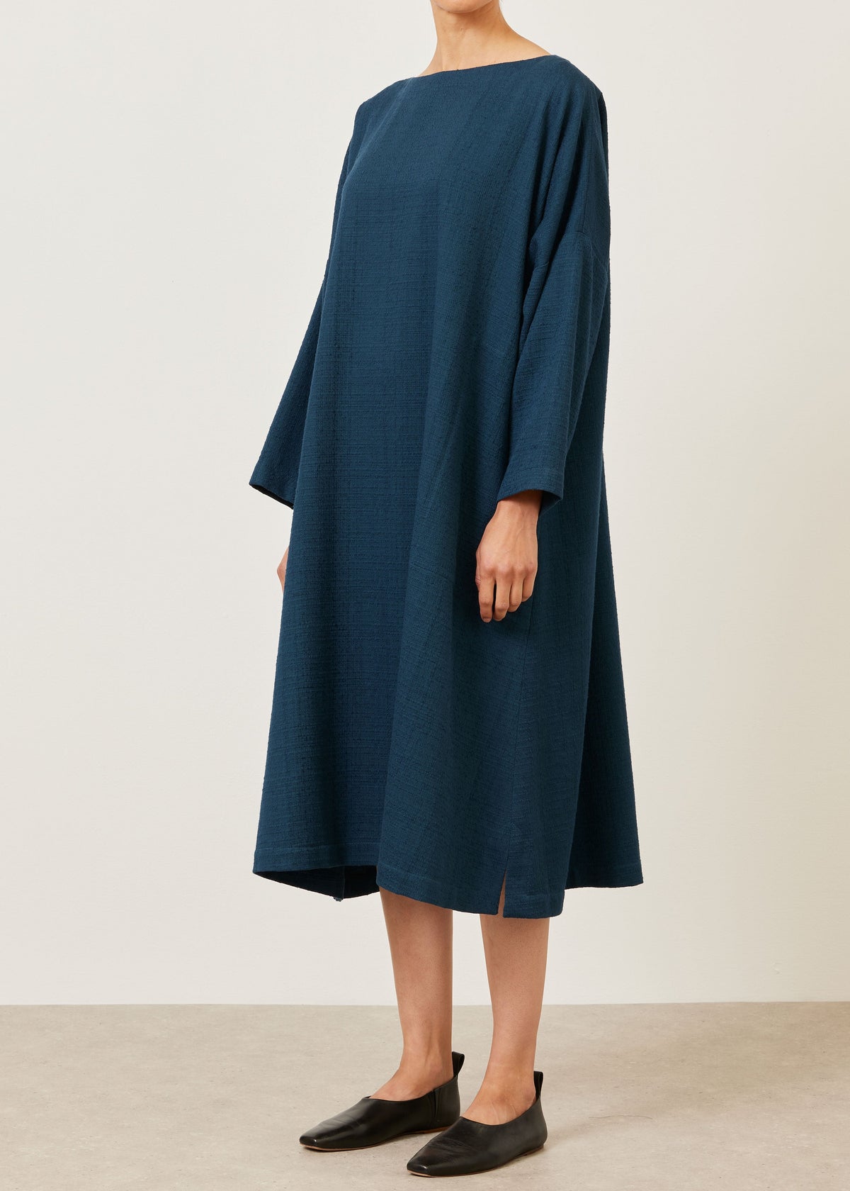 textured cotton imperial scoop neck dress