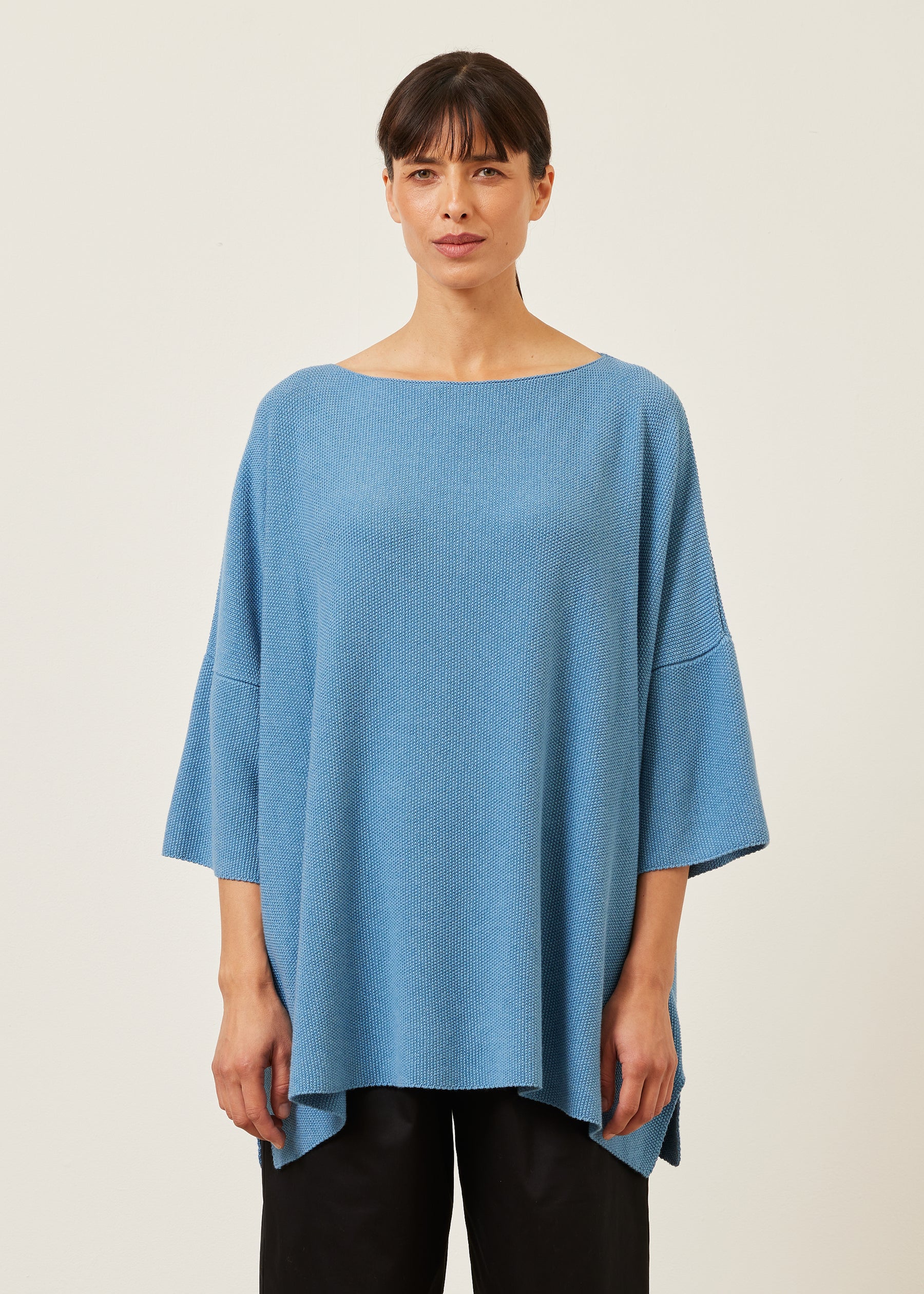 square 3/4 sleeve sweater - long