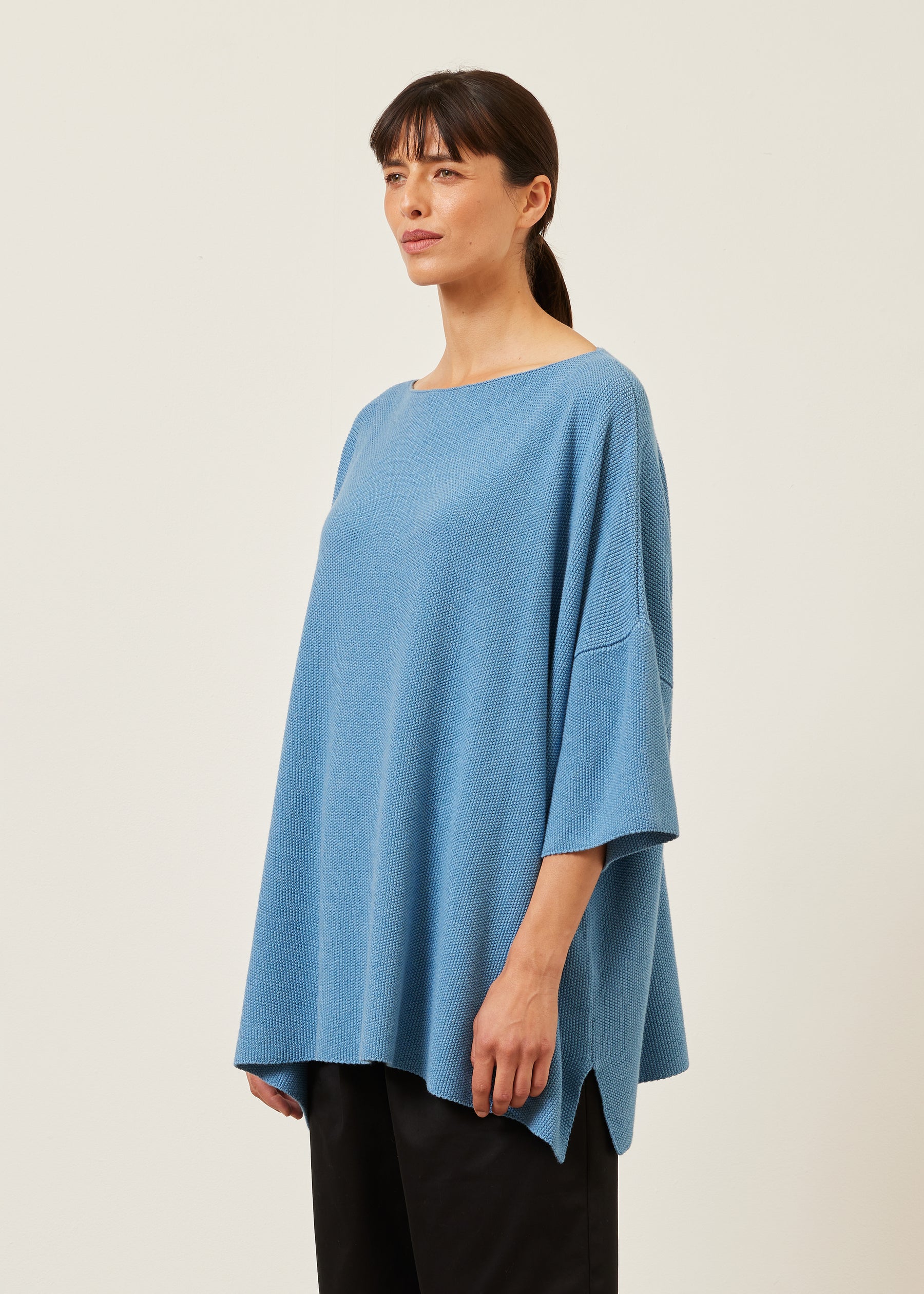 square 3/4 sleeve sweater - long