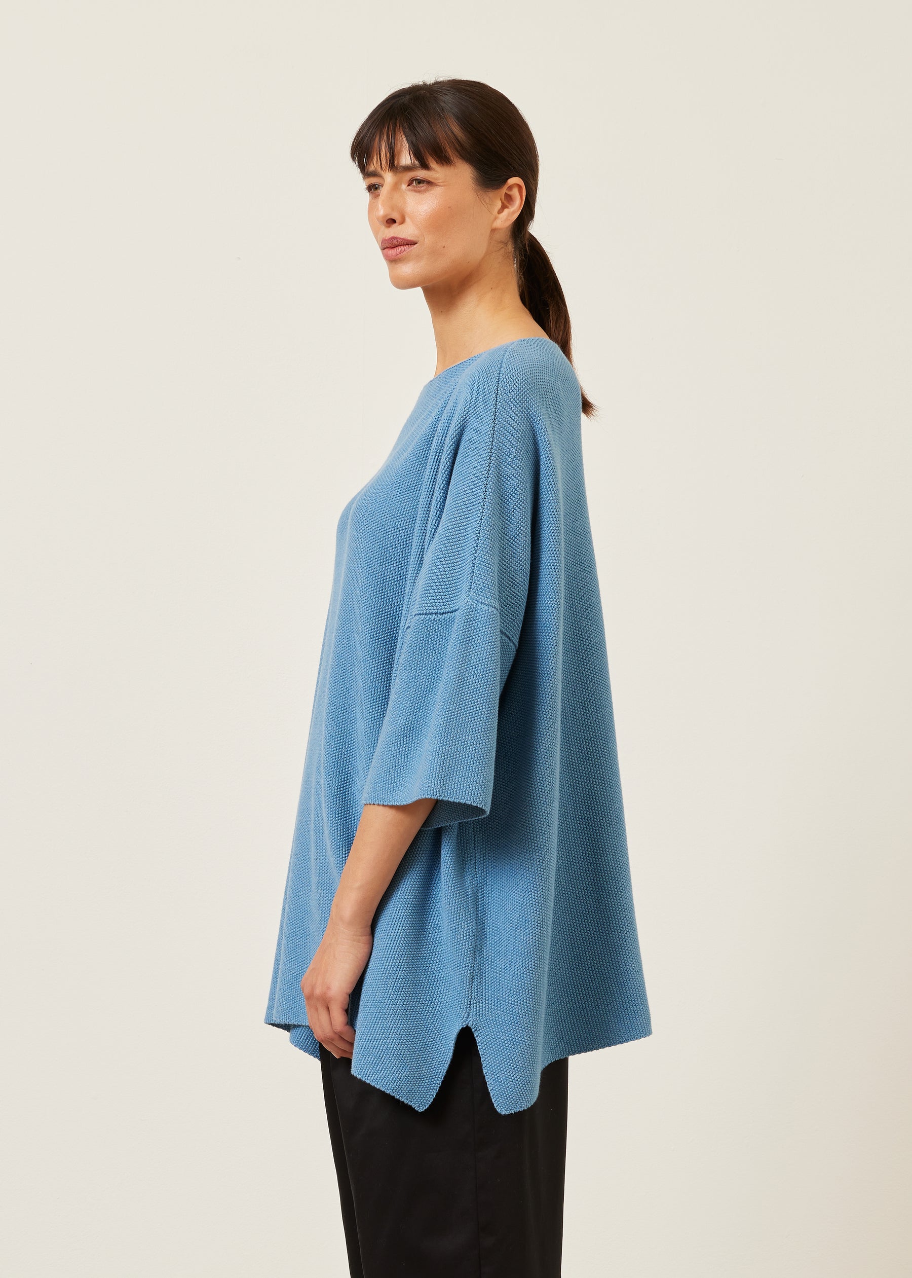 square 3/4 sleeve sweater - long