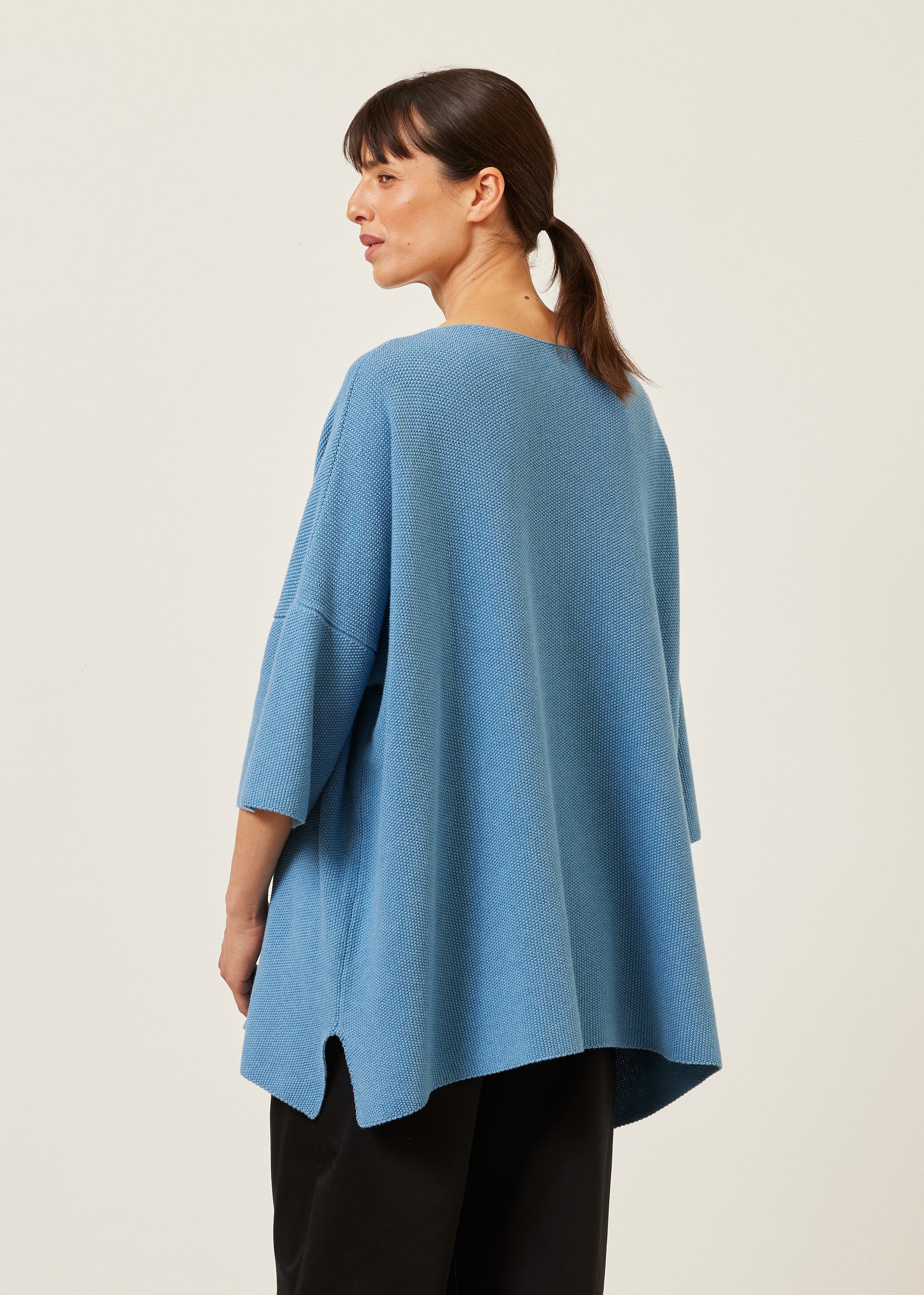 square 3/4 sleeve sweater - long