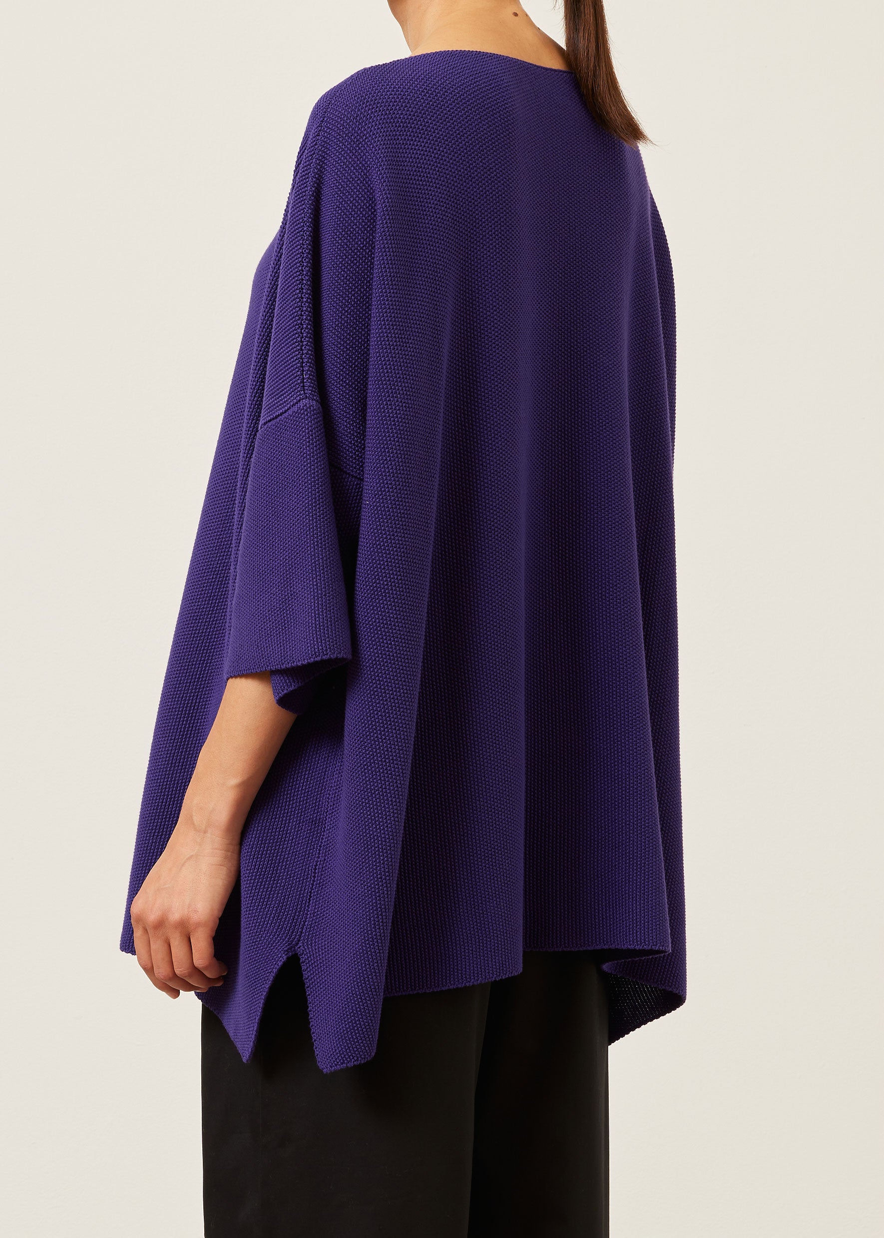 cotton square 3/4 sleeve sweater - long