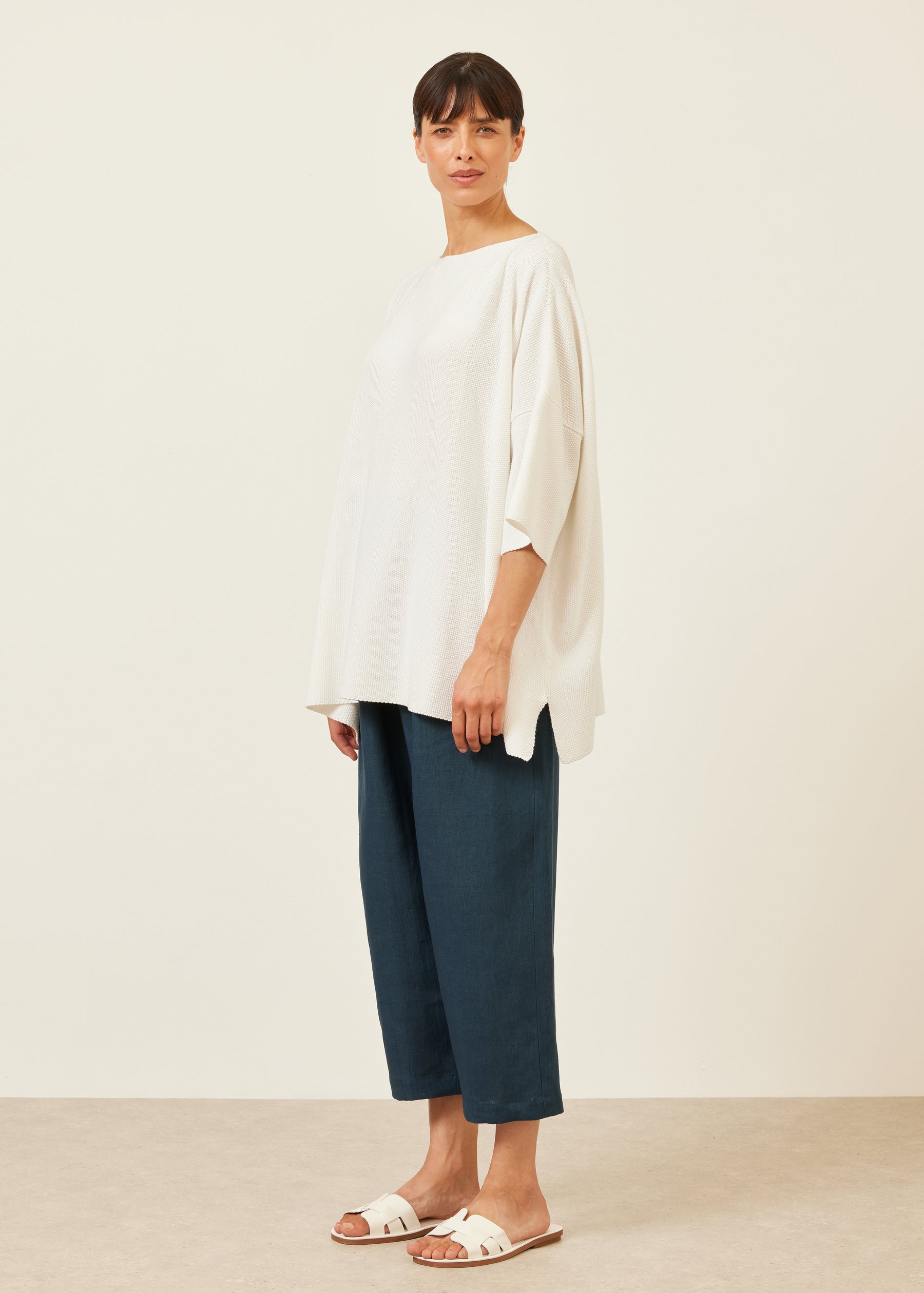 square 3/4 sleeve sweater - long