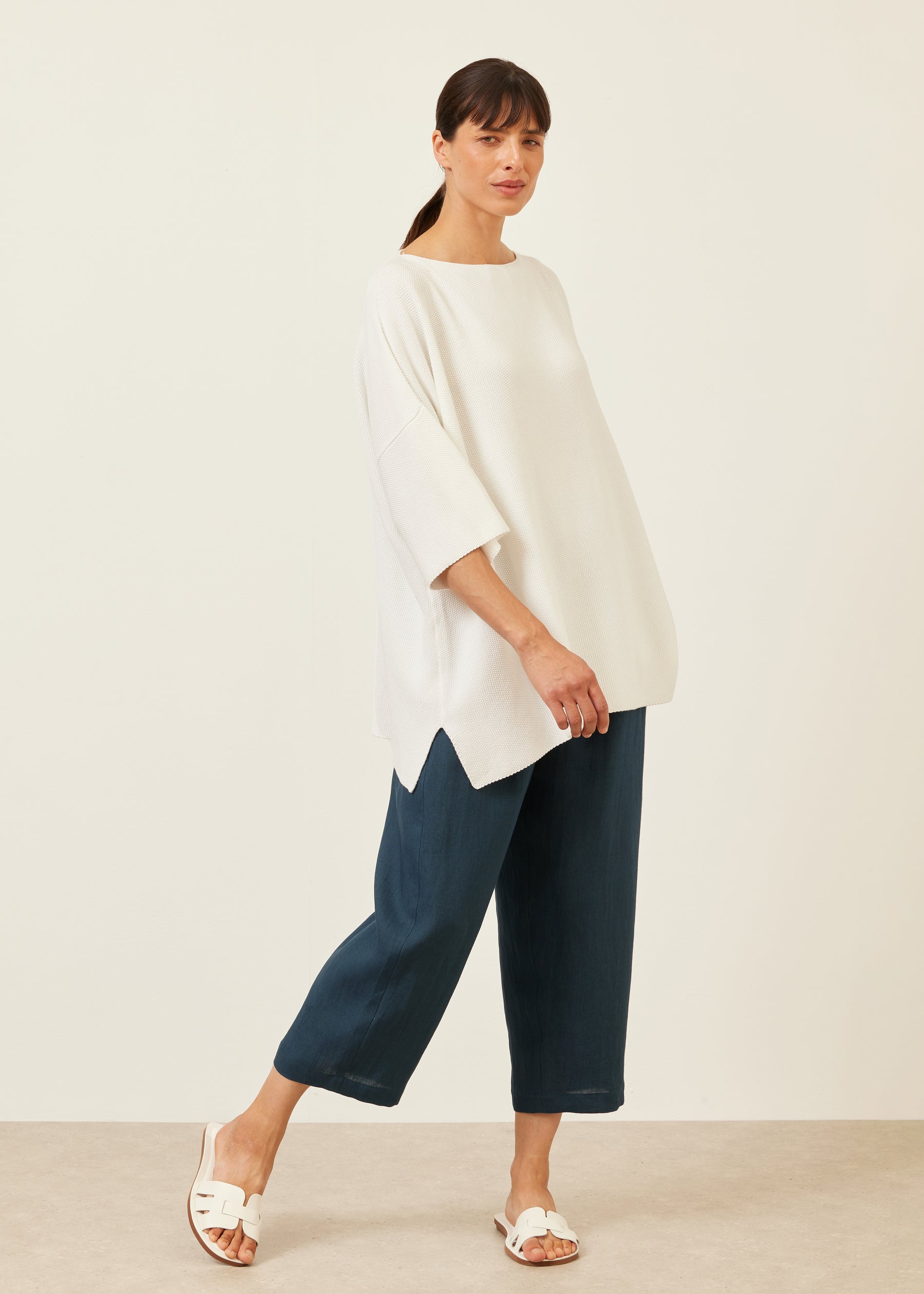 square 3/4 sleeve sweater - long