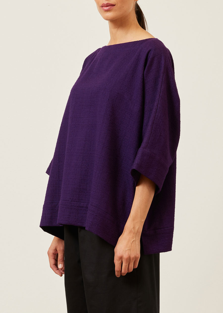 cotton scoop neck 3/4 sleeve top with hembands - mid plus