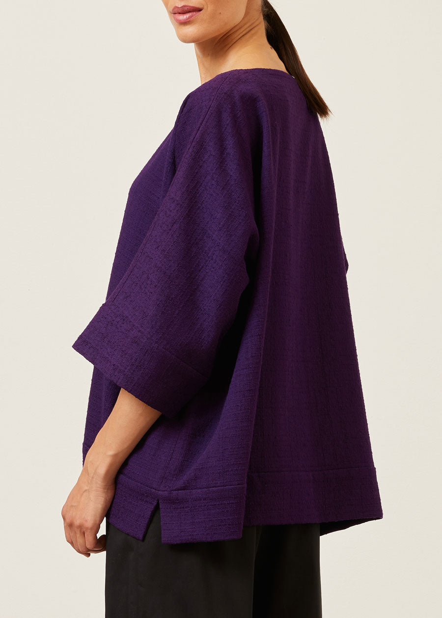 cotton scoop neck 3/4 sleeve top with hembands - mid plus