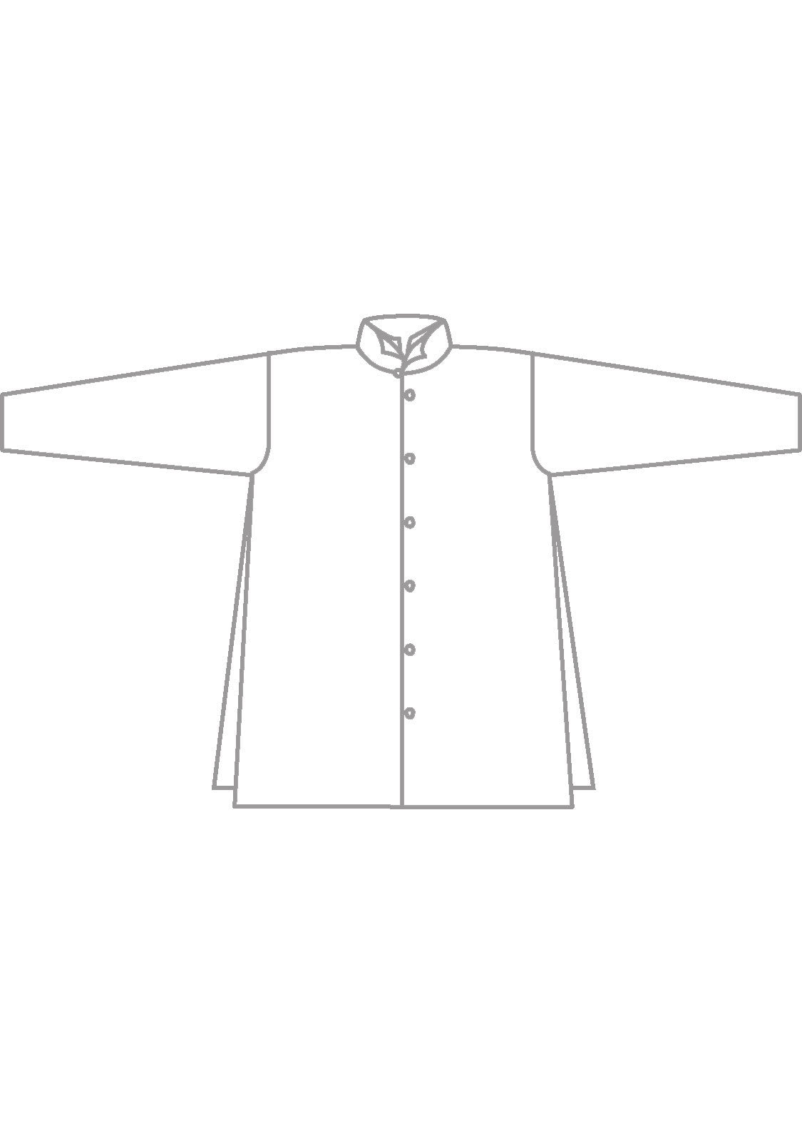 cotton slim a-line two collar shirt with stepped insert - long