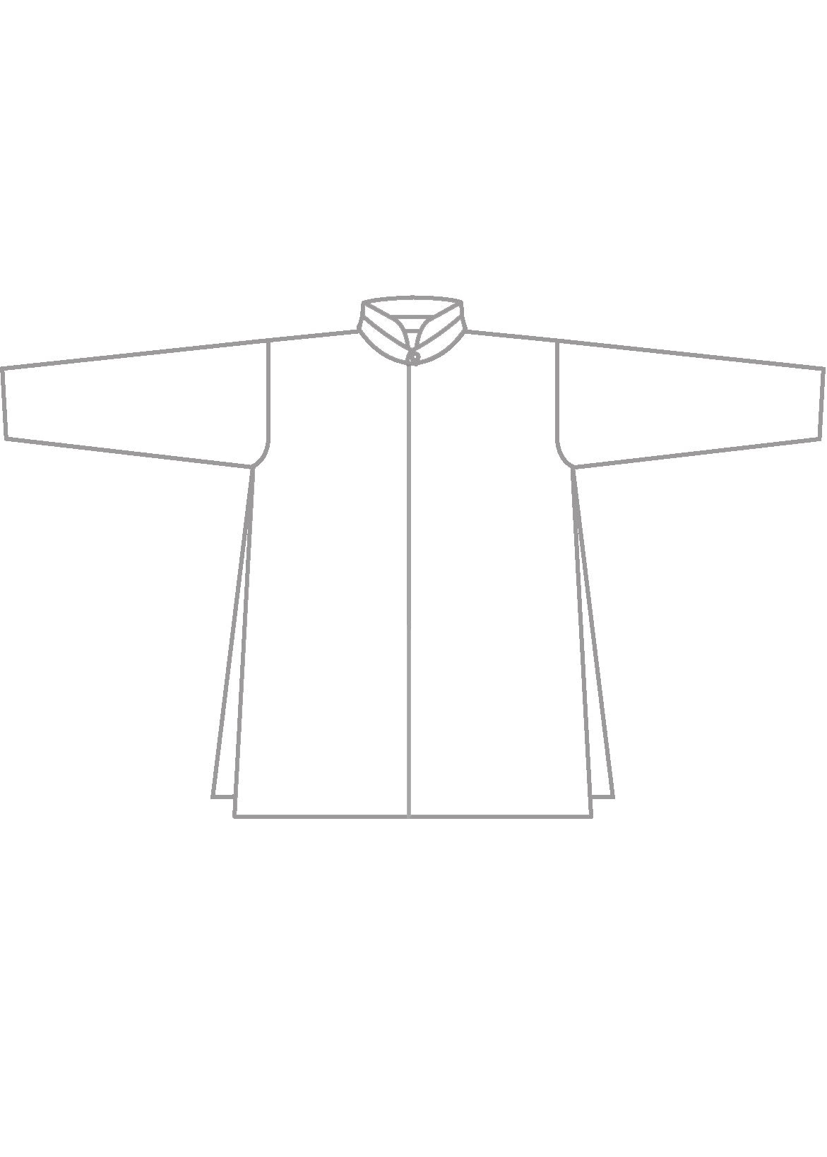 cotton slim a-line shirt with double stand collar and stepped insert - long